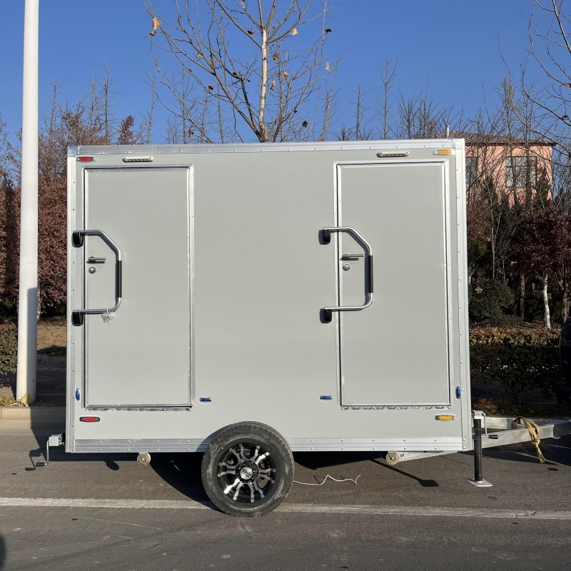 Two-room grey mobile toilet | Modular combination + ventilation system, temporary site toilet solution
