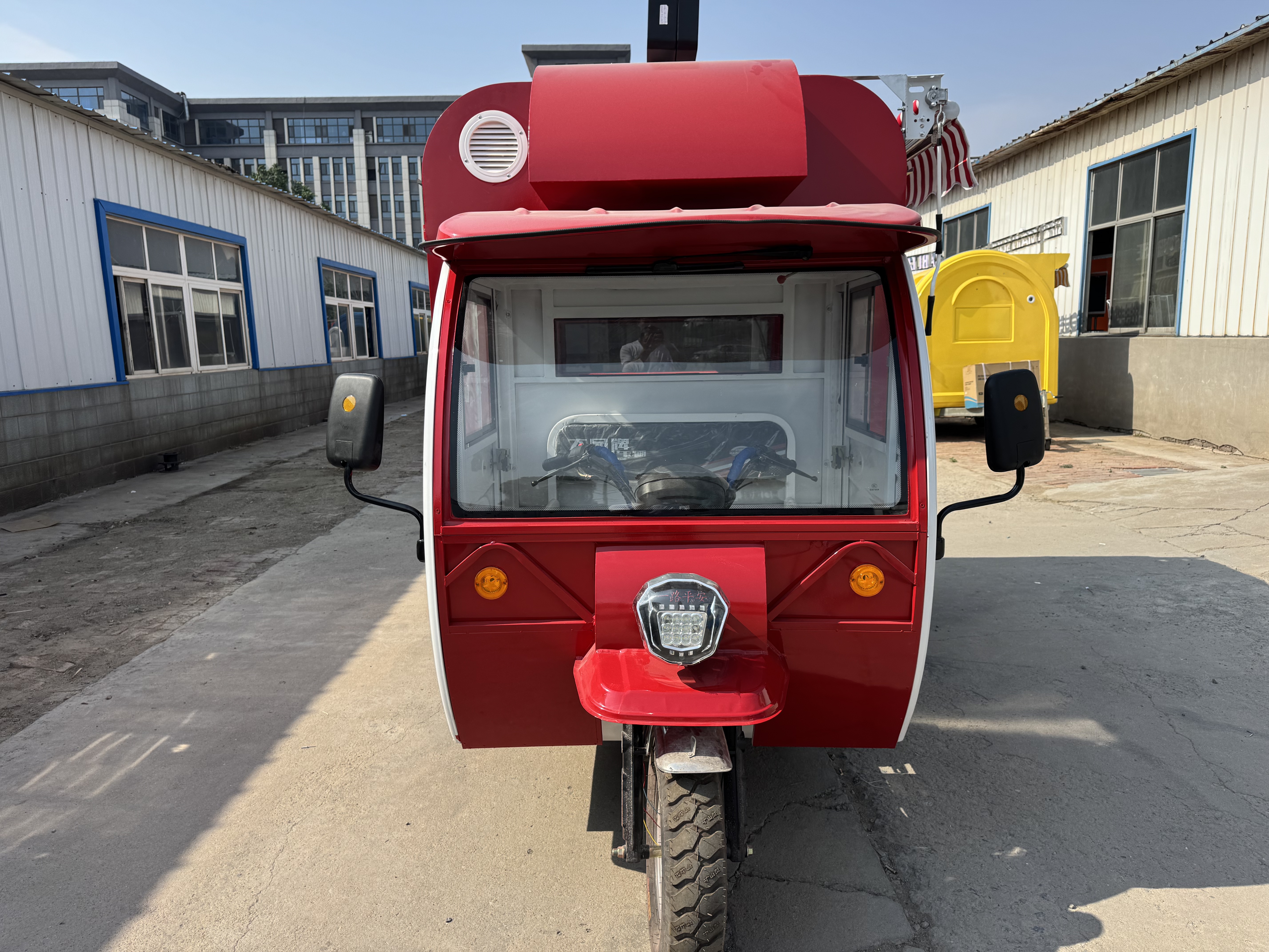 Red multi-functional popcorn food cart trailer popcorn machine + cotton candy machine + storage cabinet with LED light box Night market snack cart/children's party mobile dessert station