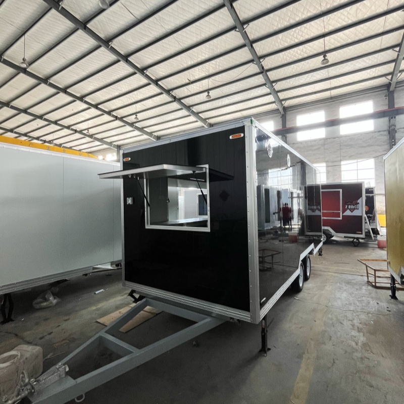 Black portable food truck trailer