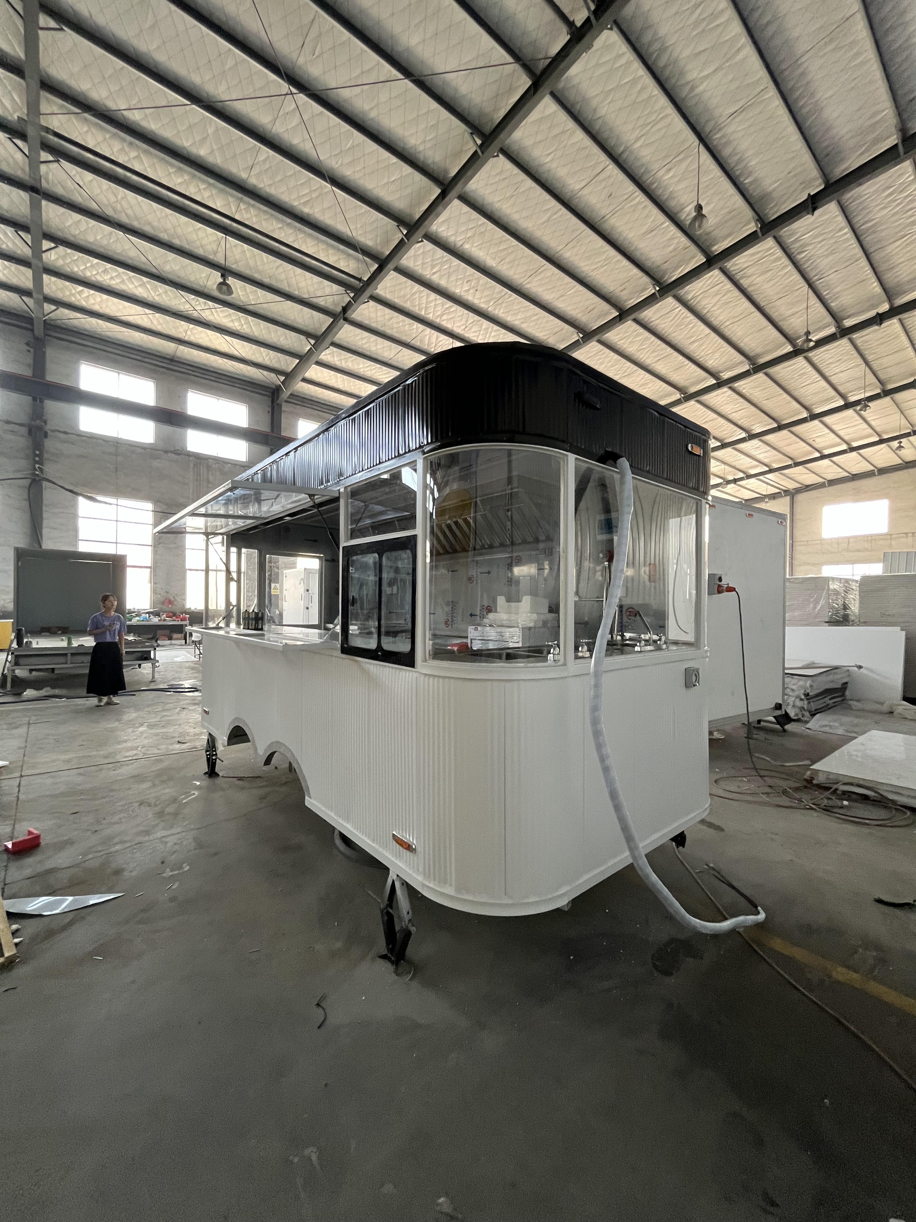 Street trend stalls · Black and White food trucks | Graffiti spray-painted bodies + outdoor camping chairs · Social mobile canteens for young people