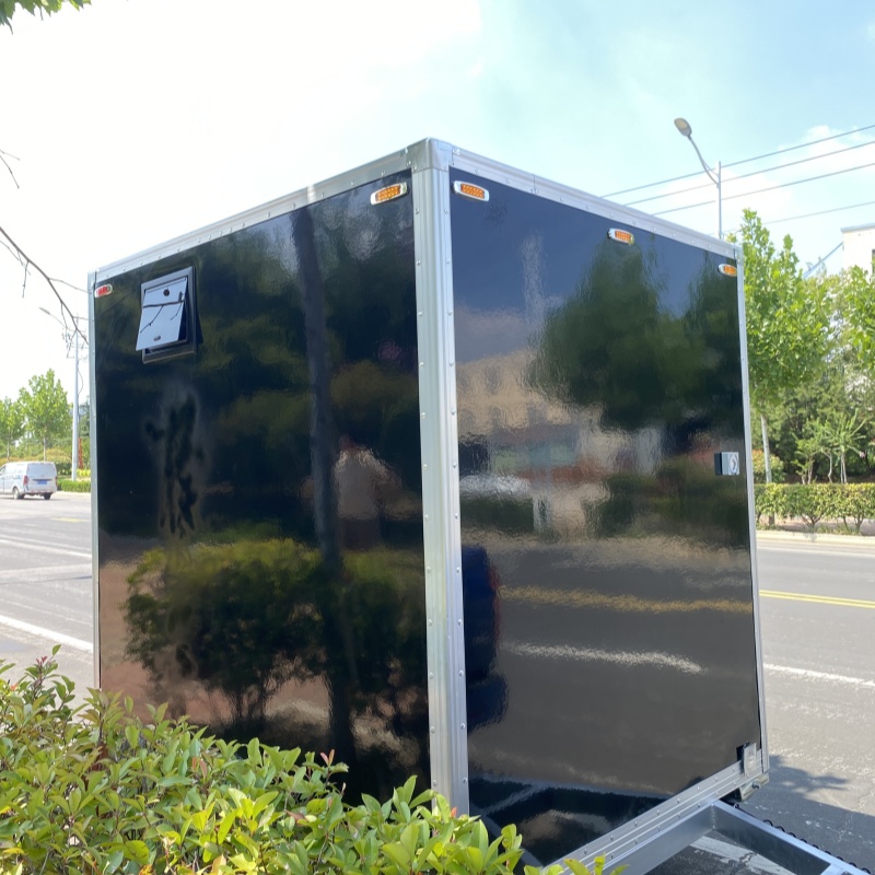 Double-door, double-pedal mobile toilet trailer with black appearance, a convenient and hygienic outdoor solution