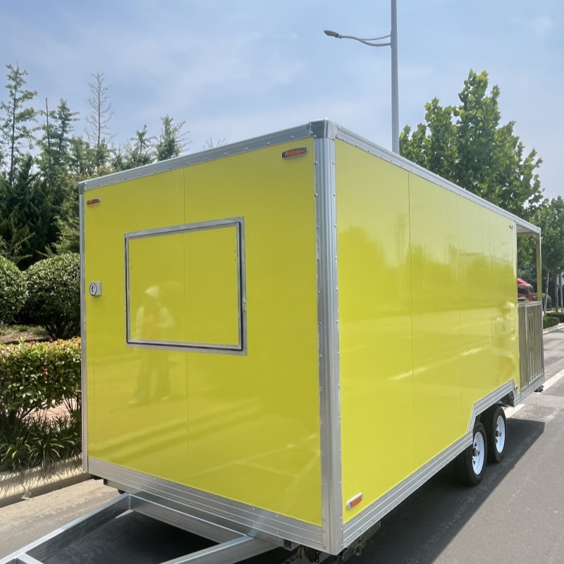 Light green portable and mobile food truck trailer, a great helper for setting up stalls and camping
