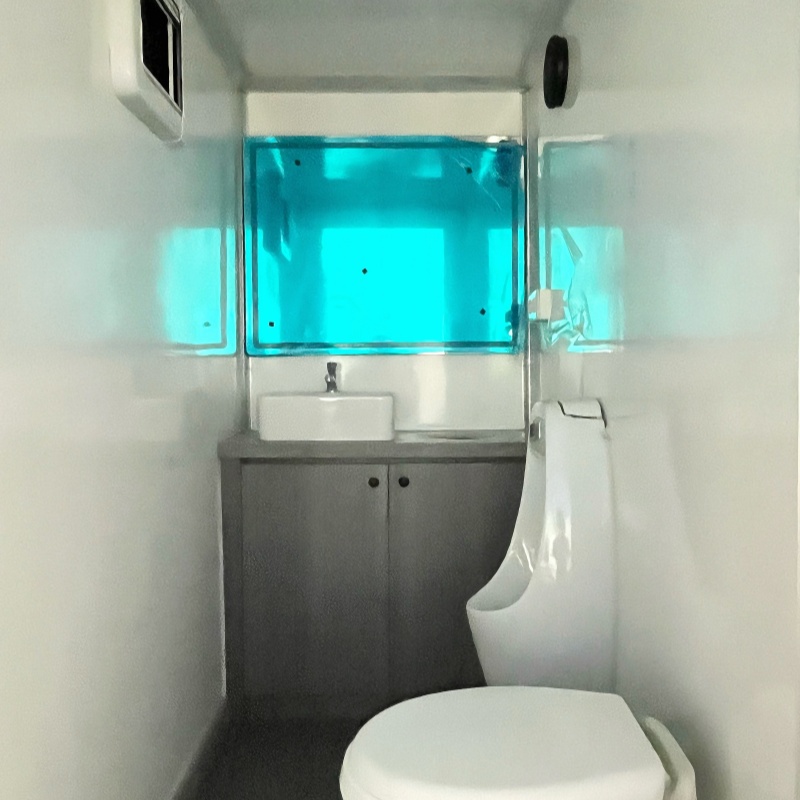 Durable and practical! Black multi-compartment portable toilet trailer, with a super considerate pedal design