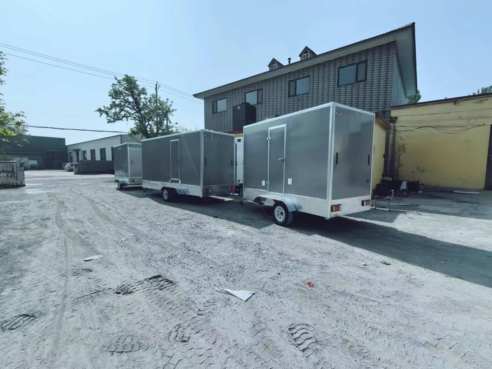 The silver towable mobile workspace is convenient and flexible for multiple scenarios