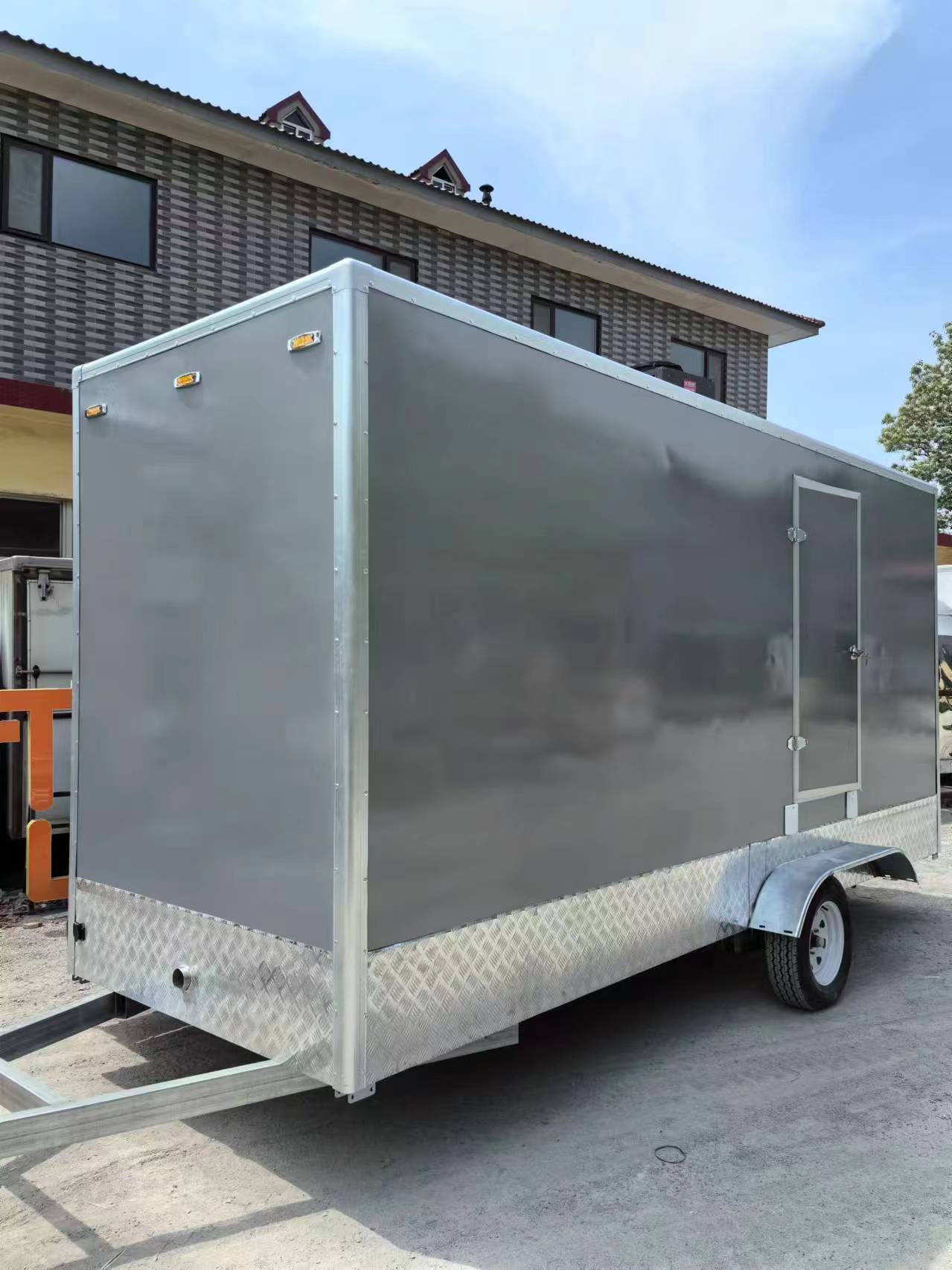 The silver towable mobile workspace is convenient and flexible for multiple scenarios