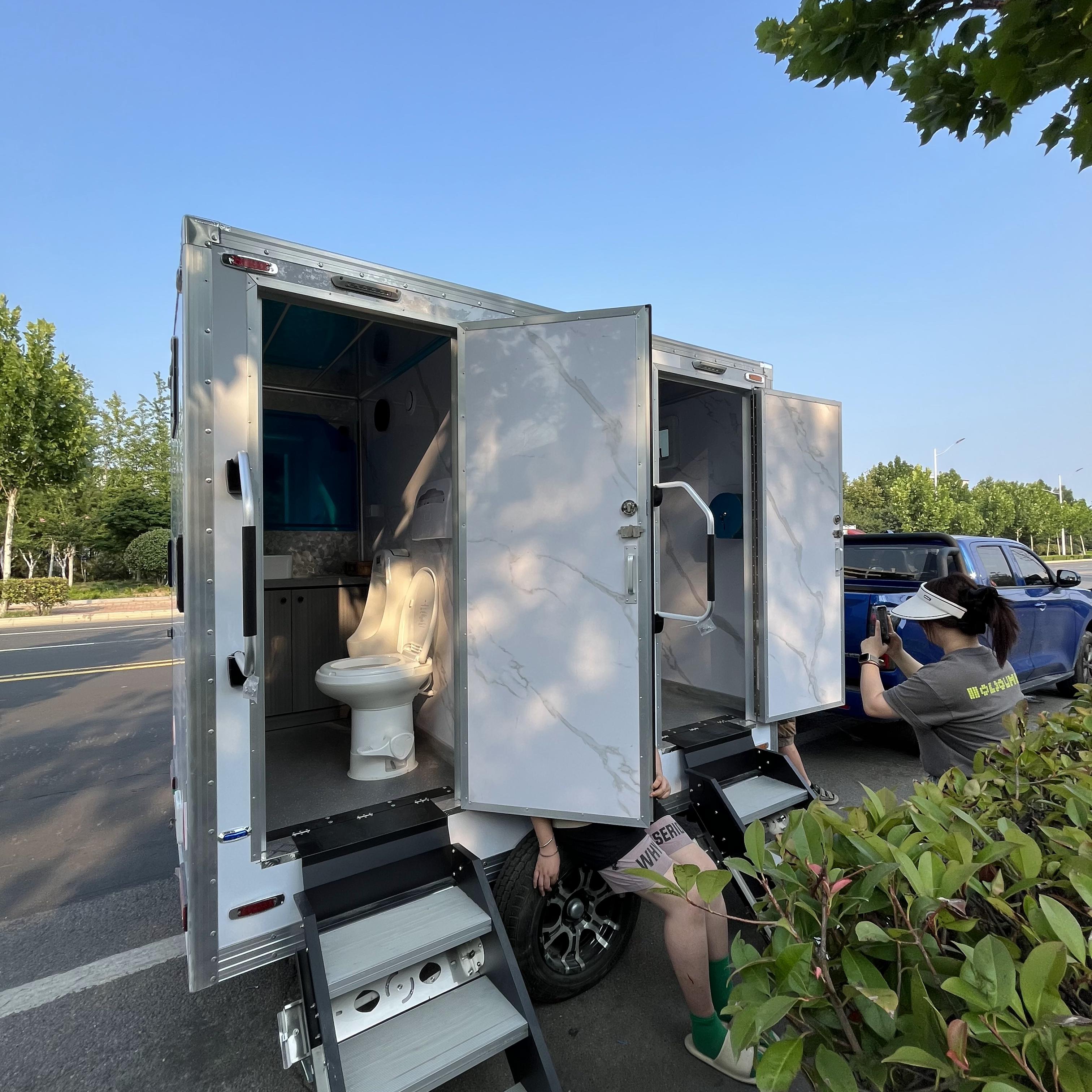 Portable and hygienic solution for construction sites and exhibitions with two trailer-mounted toilets