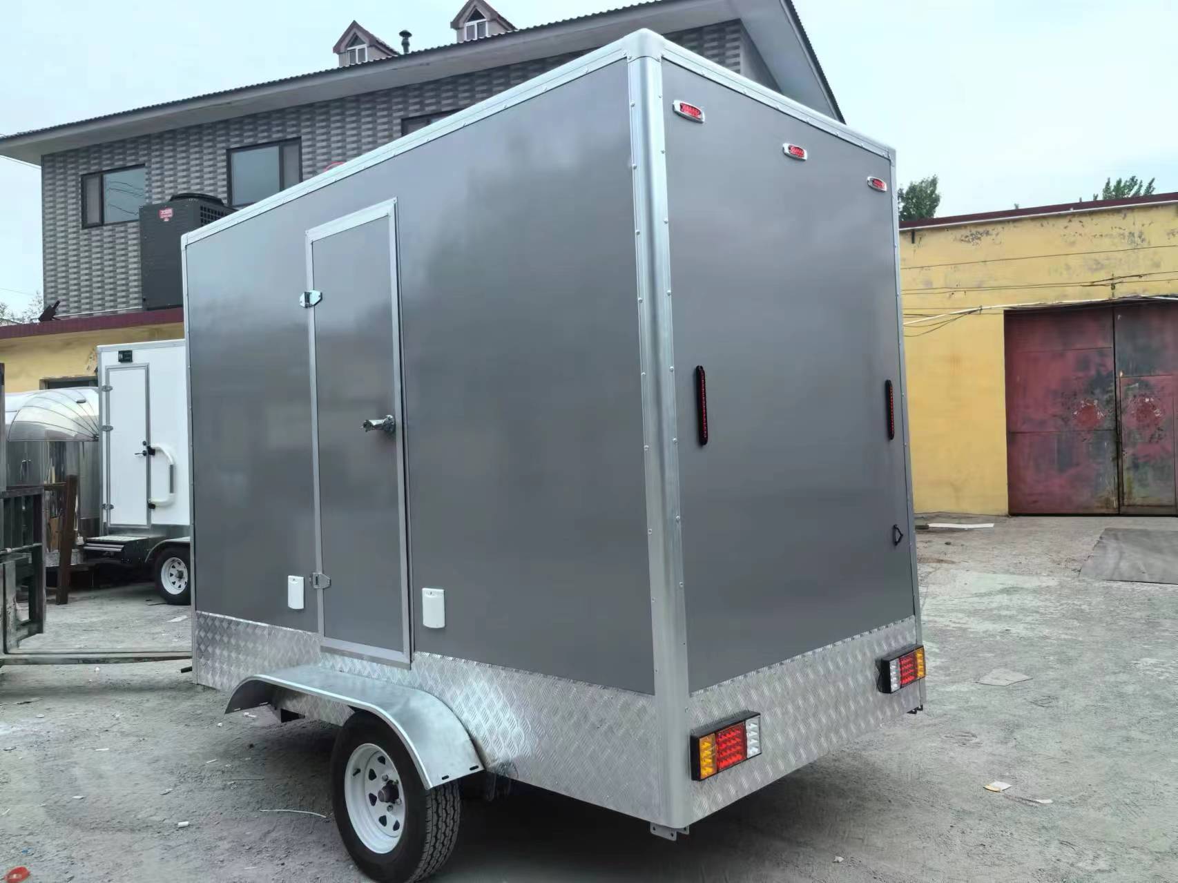 The silver towable mobile workspace is convenient and flexible for multiple scenarios