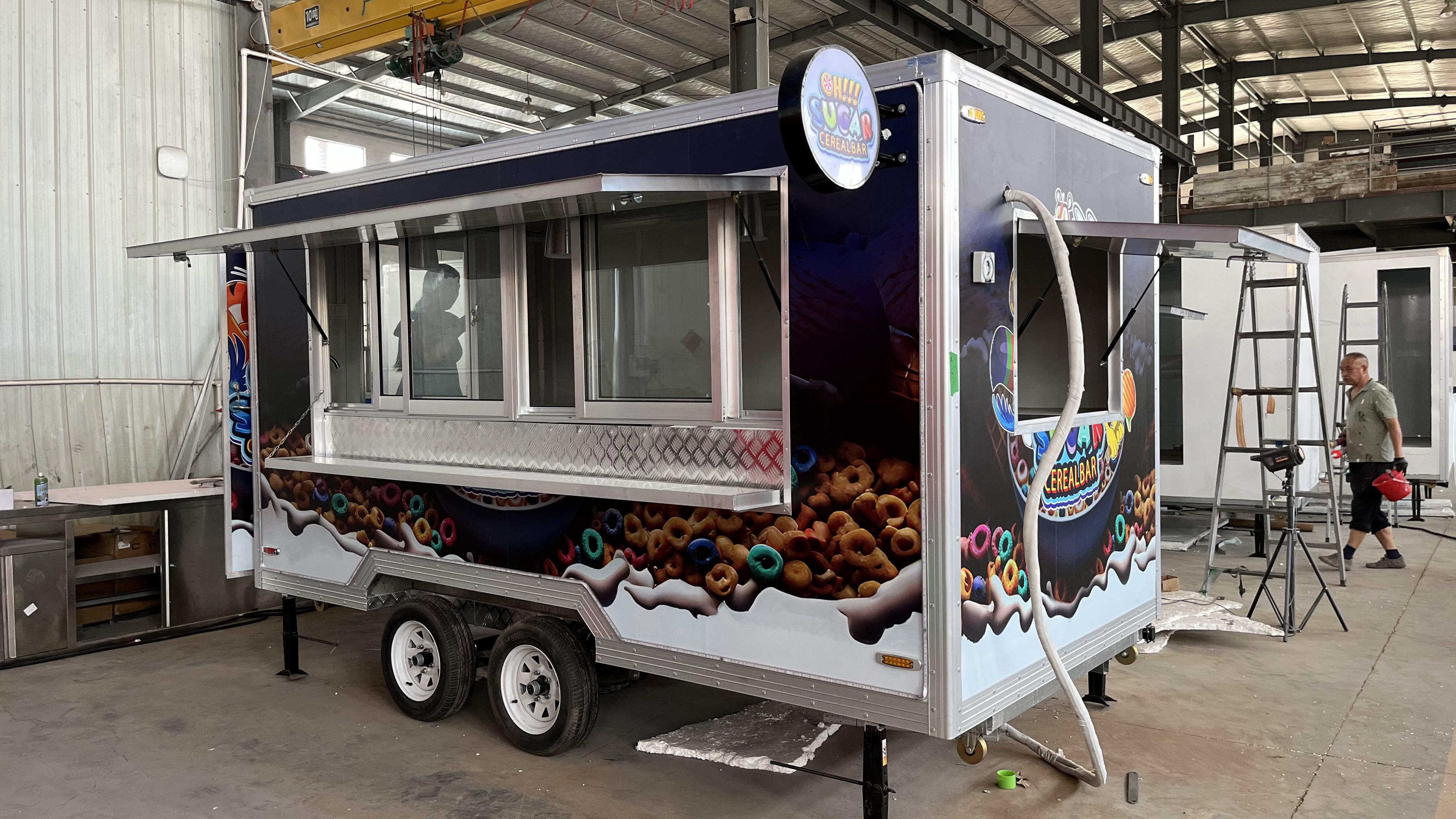 Customized creative theme food truck "OH!!" "SUGAR CEREAL BAR" Mobile food vending cart