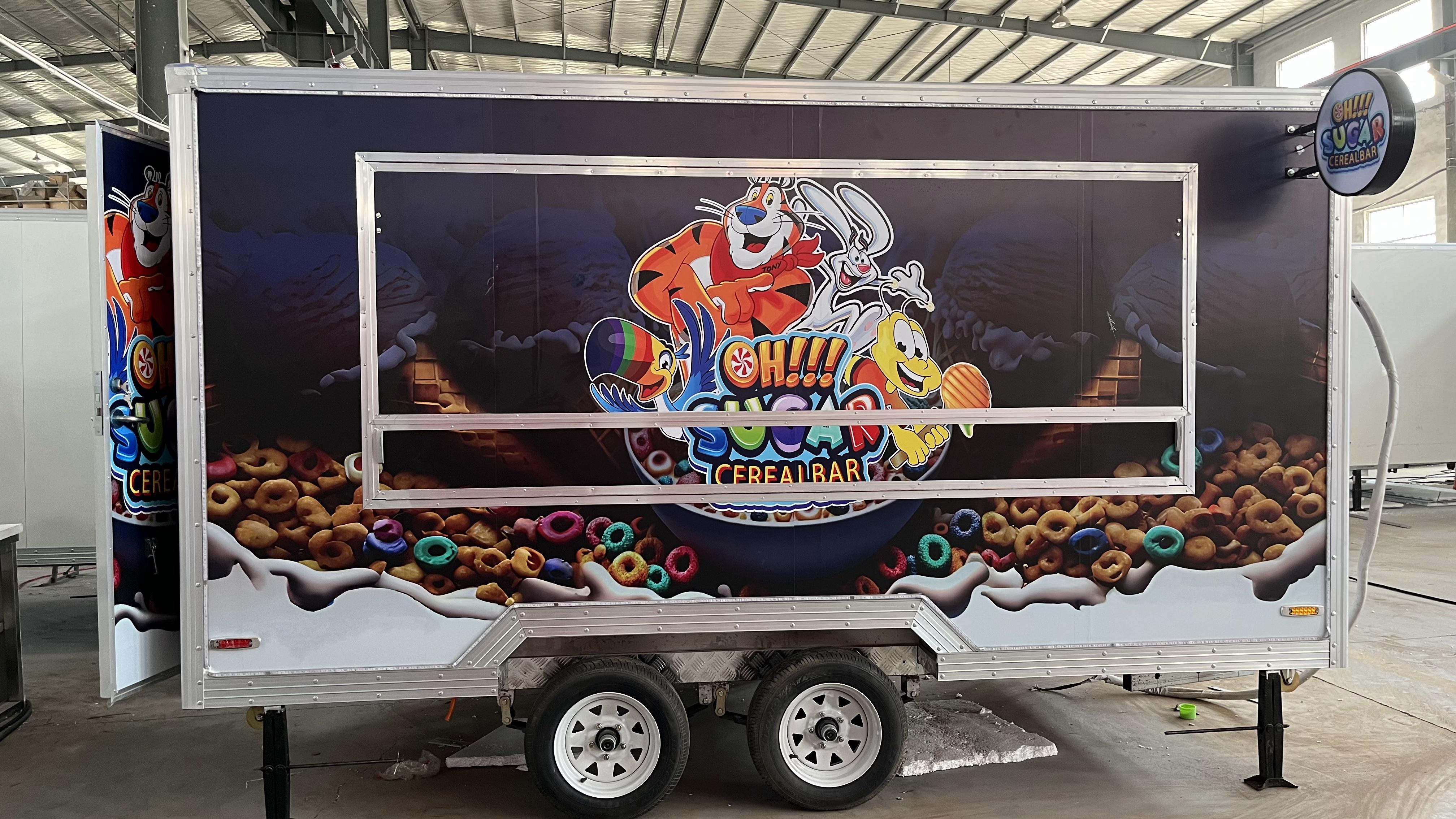 Customized creative theme food truck "OH!!" "SUGAR CEREAL BAR" Mobile food vending cart