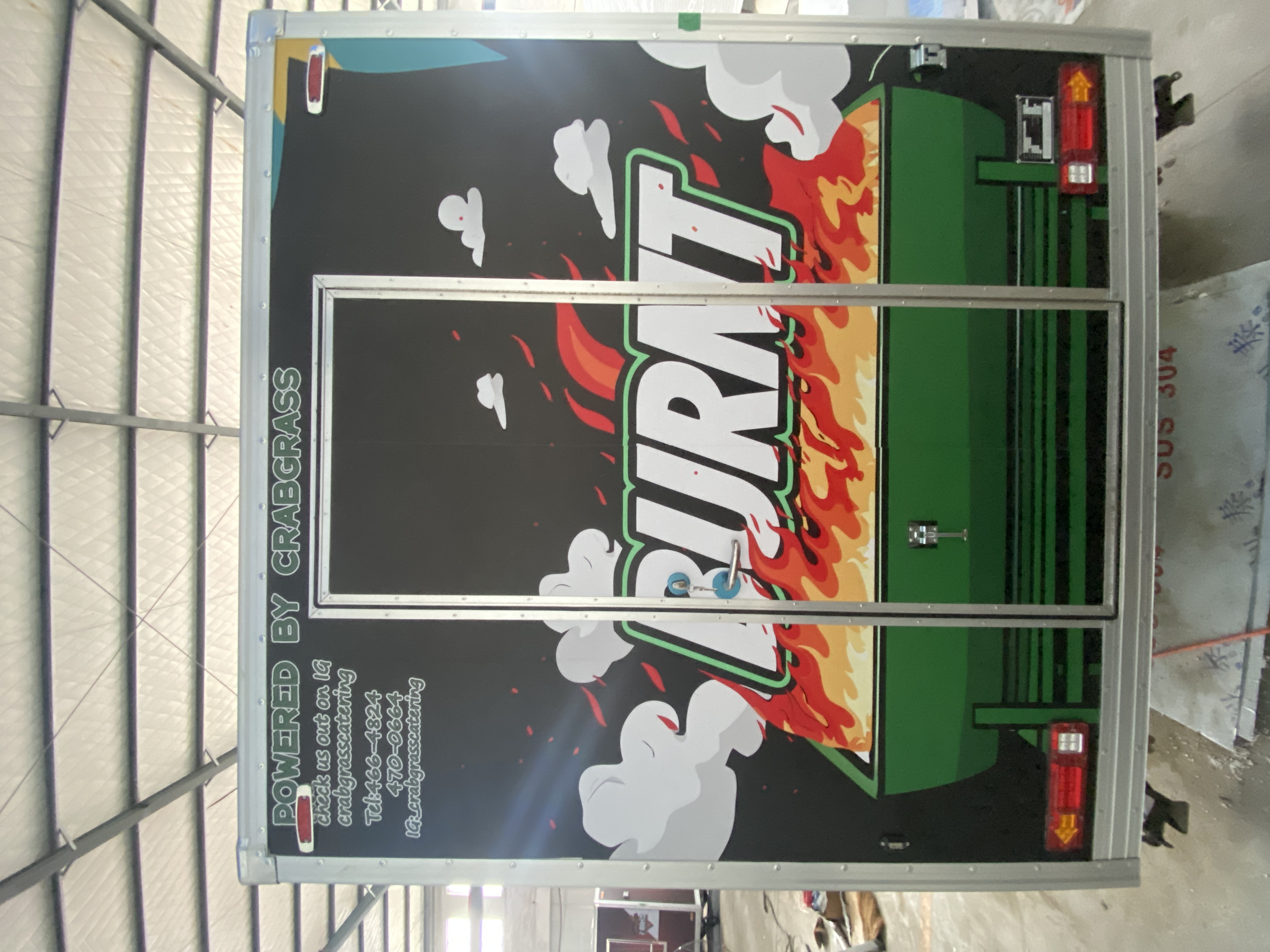 Trendy flame graffiti mobile food truck trailer, an eye-catching tool for street food business