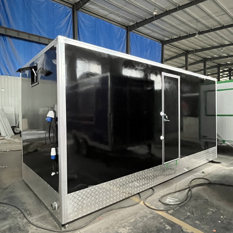 Durable and practical! Black multi-compartment portable toilet trailer, with a super considerate pedal design