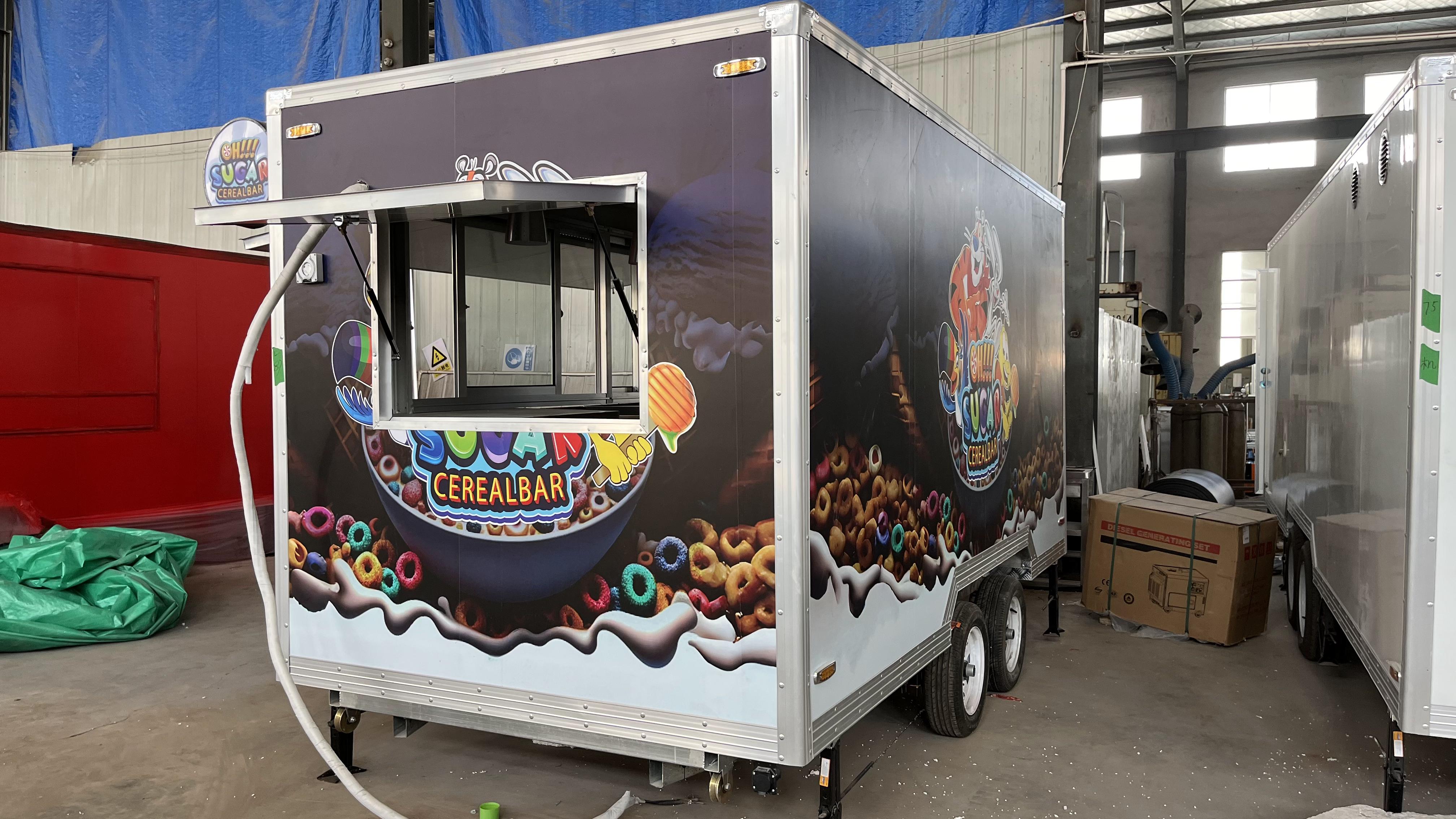 Customized creative theme food truck "OH!!" "SUGAR CEREAL BAR" Mobile food vending cart