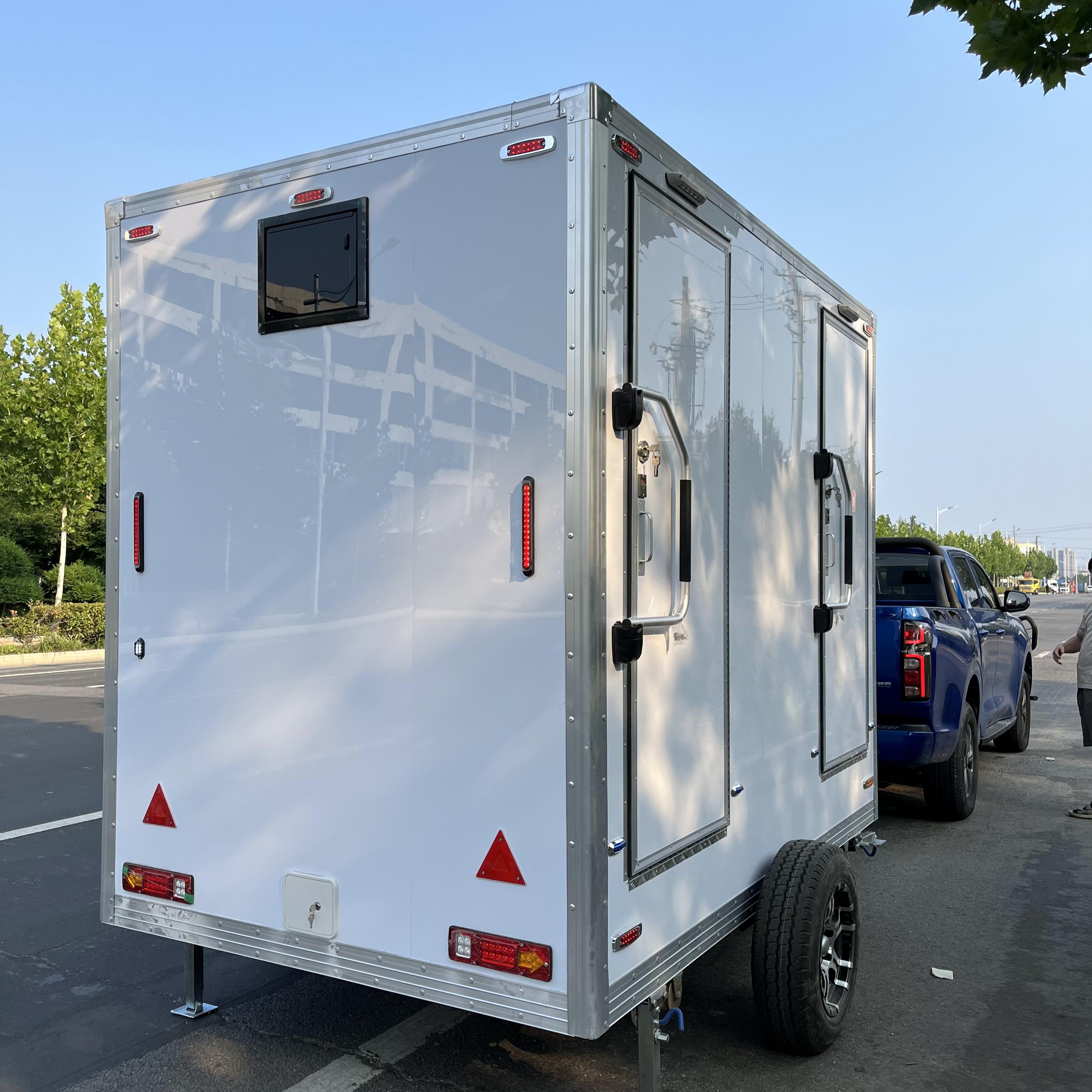 Portable and hygienic solution for construction sites and exhibitions with two trailer-mounted toilets