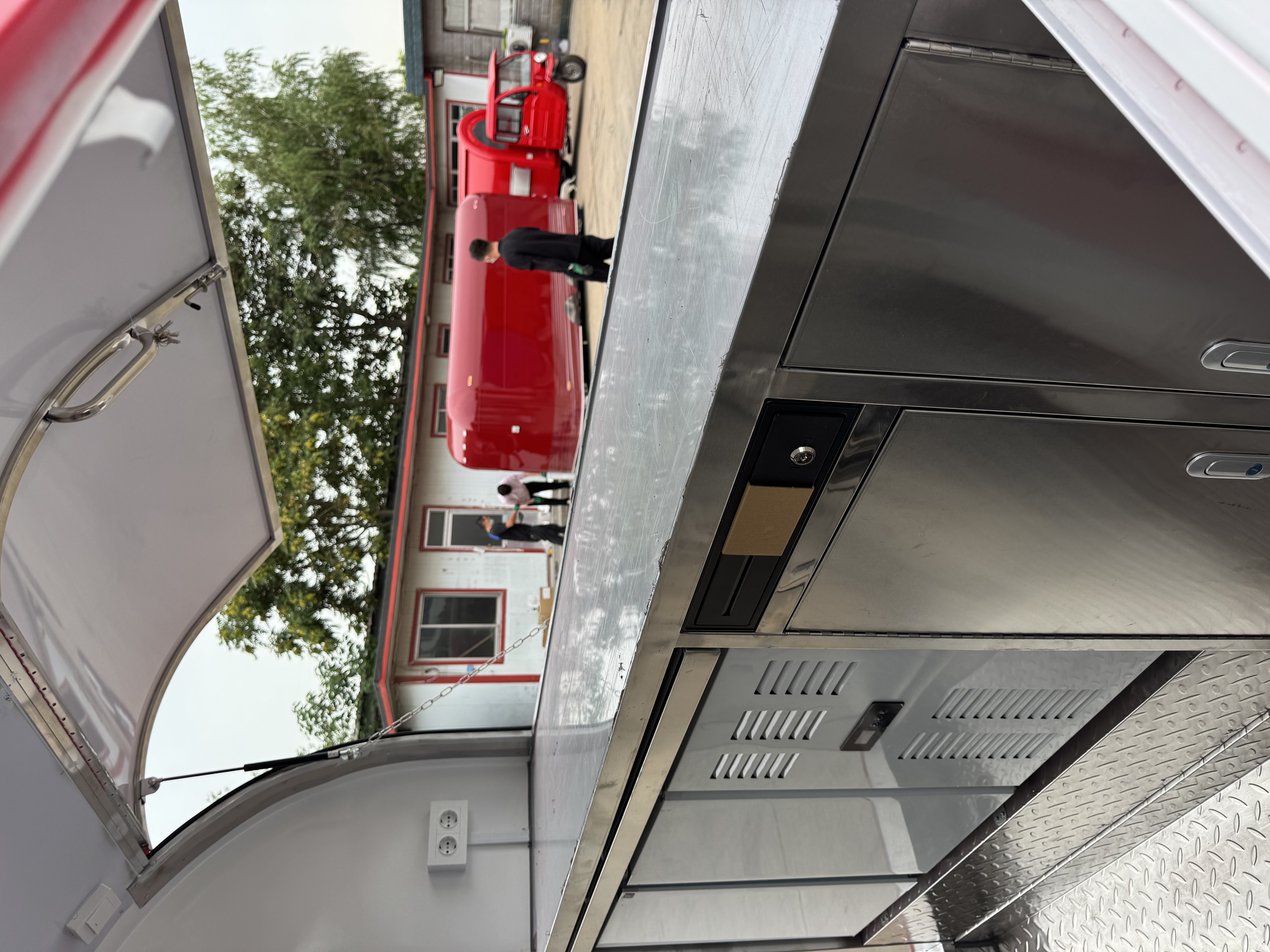 Red towable mobile food truck for starting a food stall
