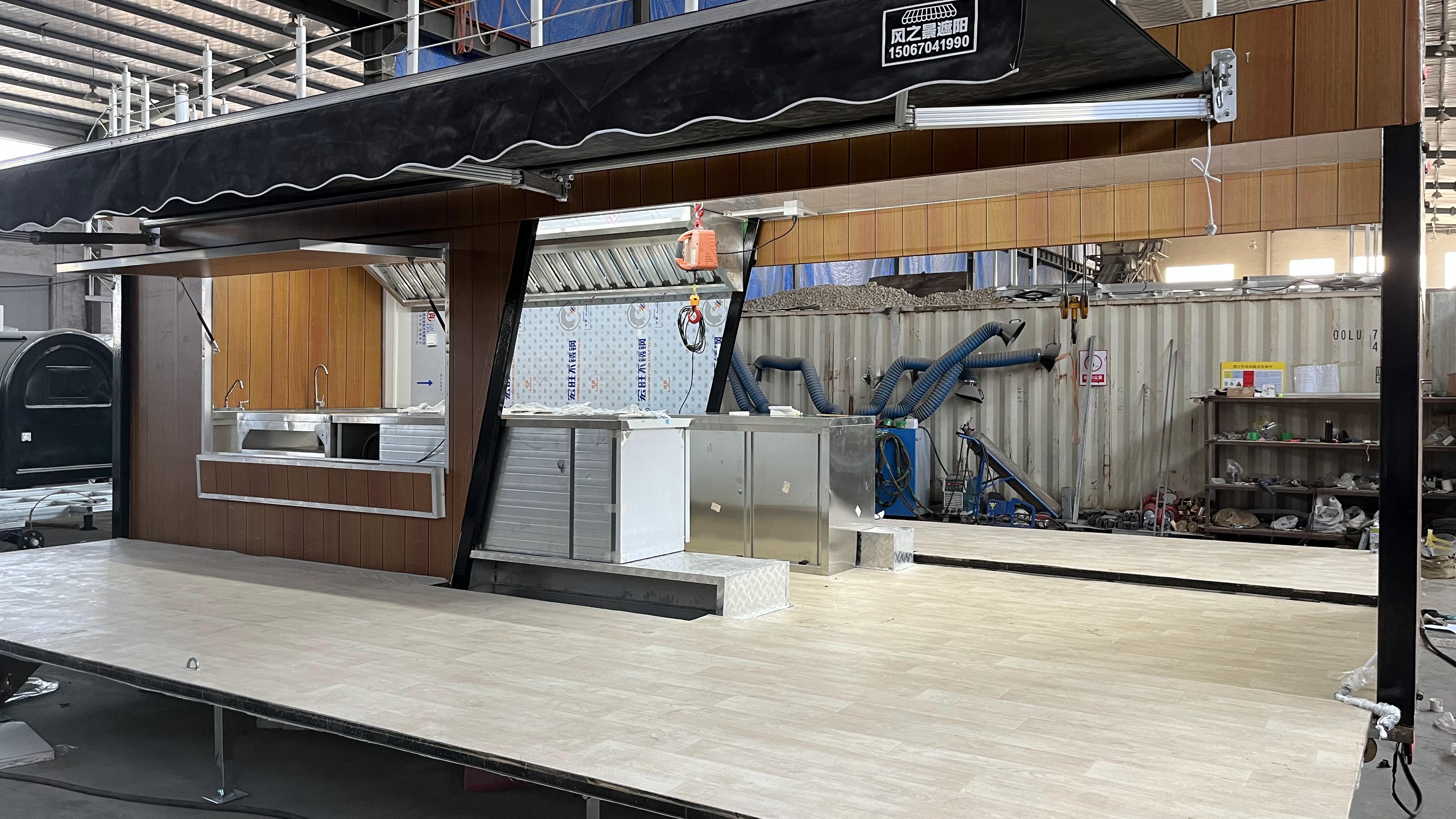 Fashionable double-decker food trucks create a unique mobile dining landscape