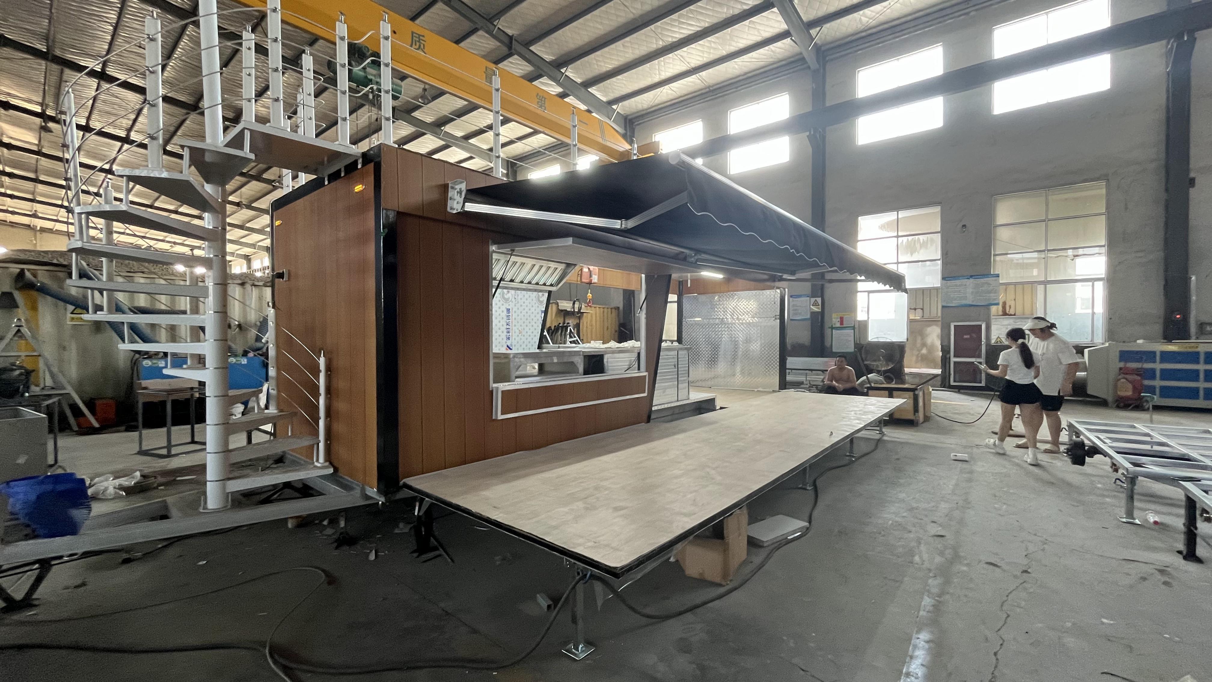 Fashionable double-decker food trucks create a unique mobile dining landscape