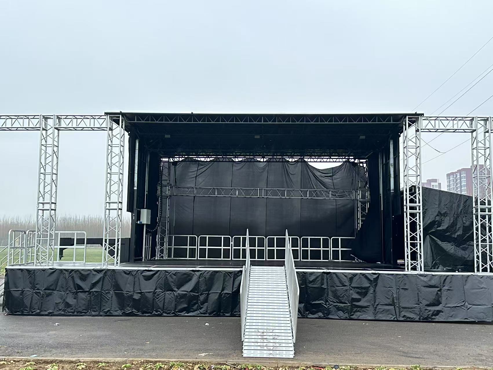 A large outdoor movable stage