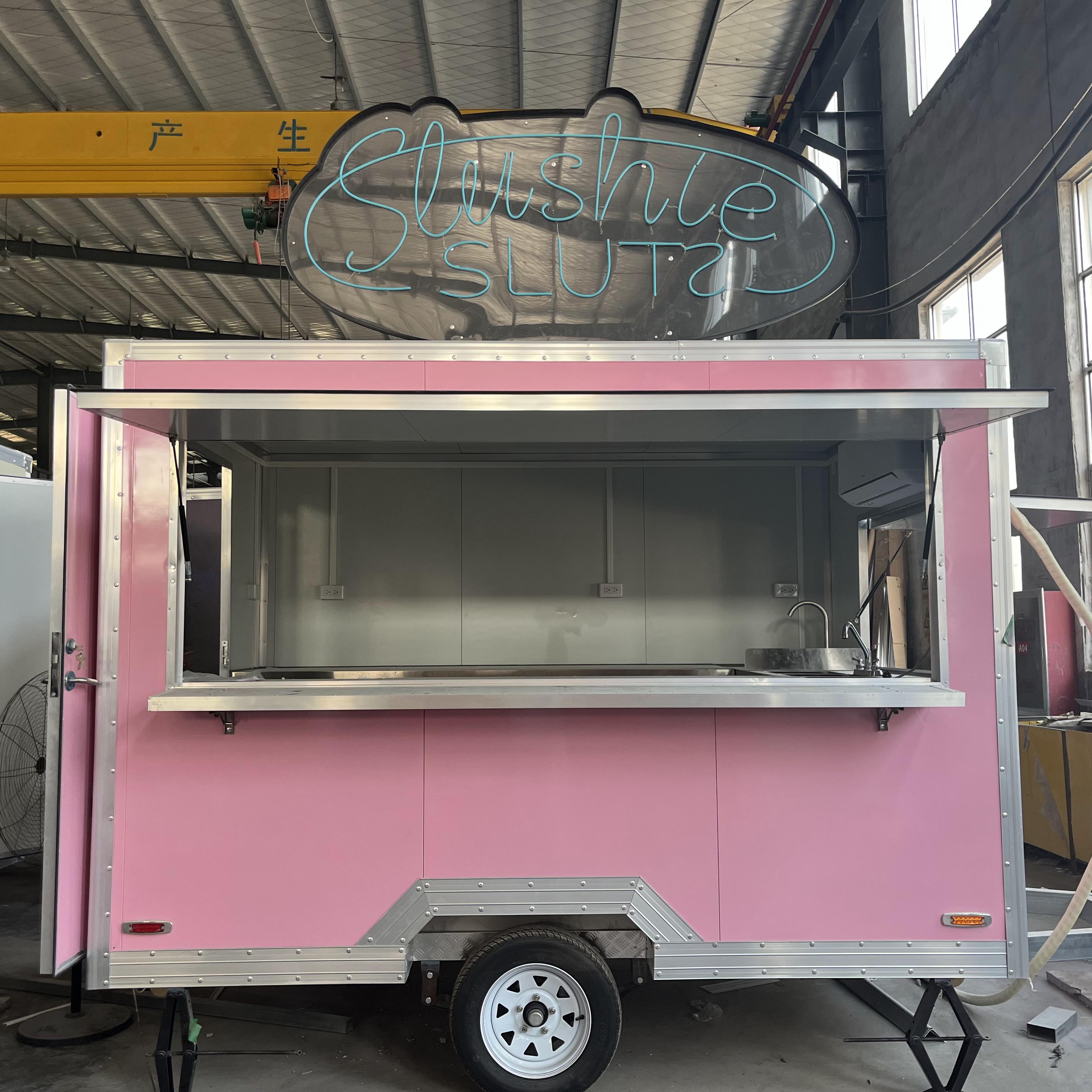 Fashionable pink "Slushie Slutz" mobile cold drink food truck