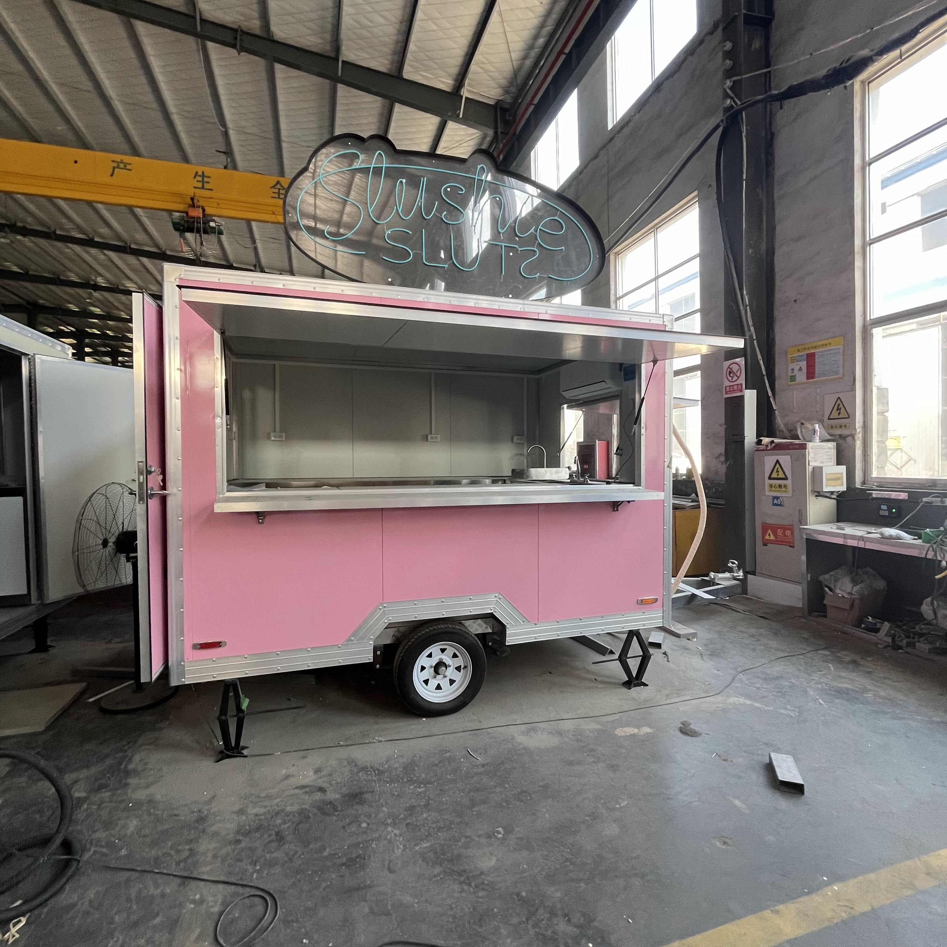 Fashionable pink "Slushie Slutz" mobile cold drink food truck