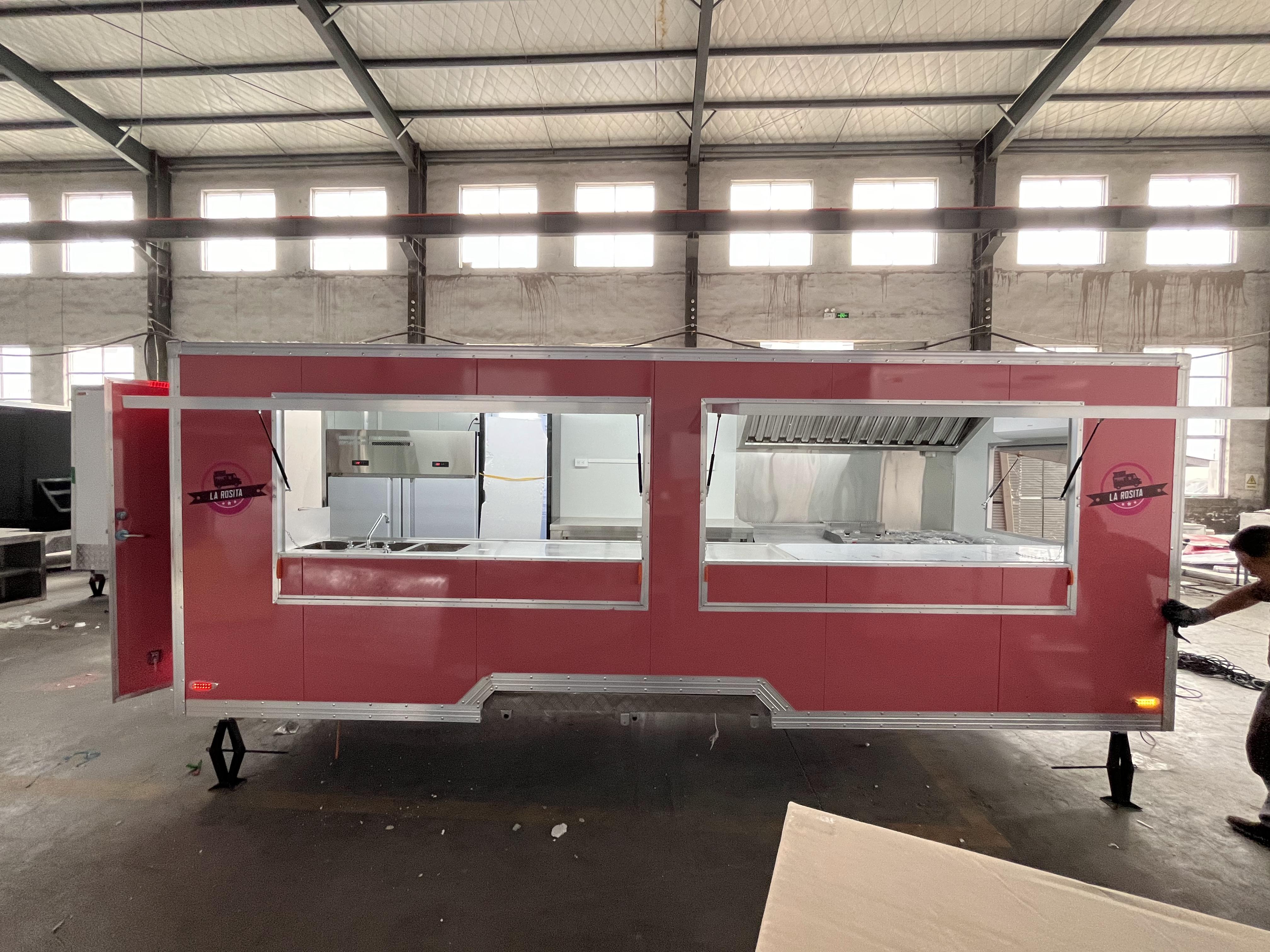 The fashionable pink mobile food truck boosts food business