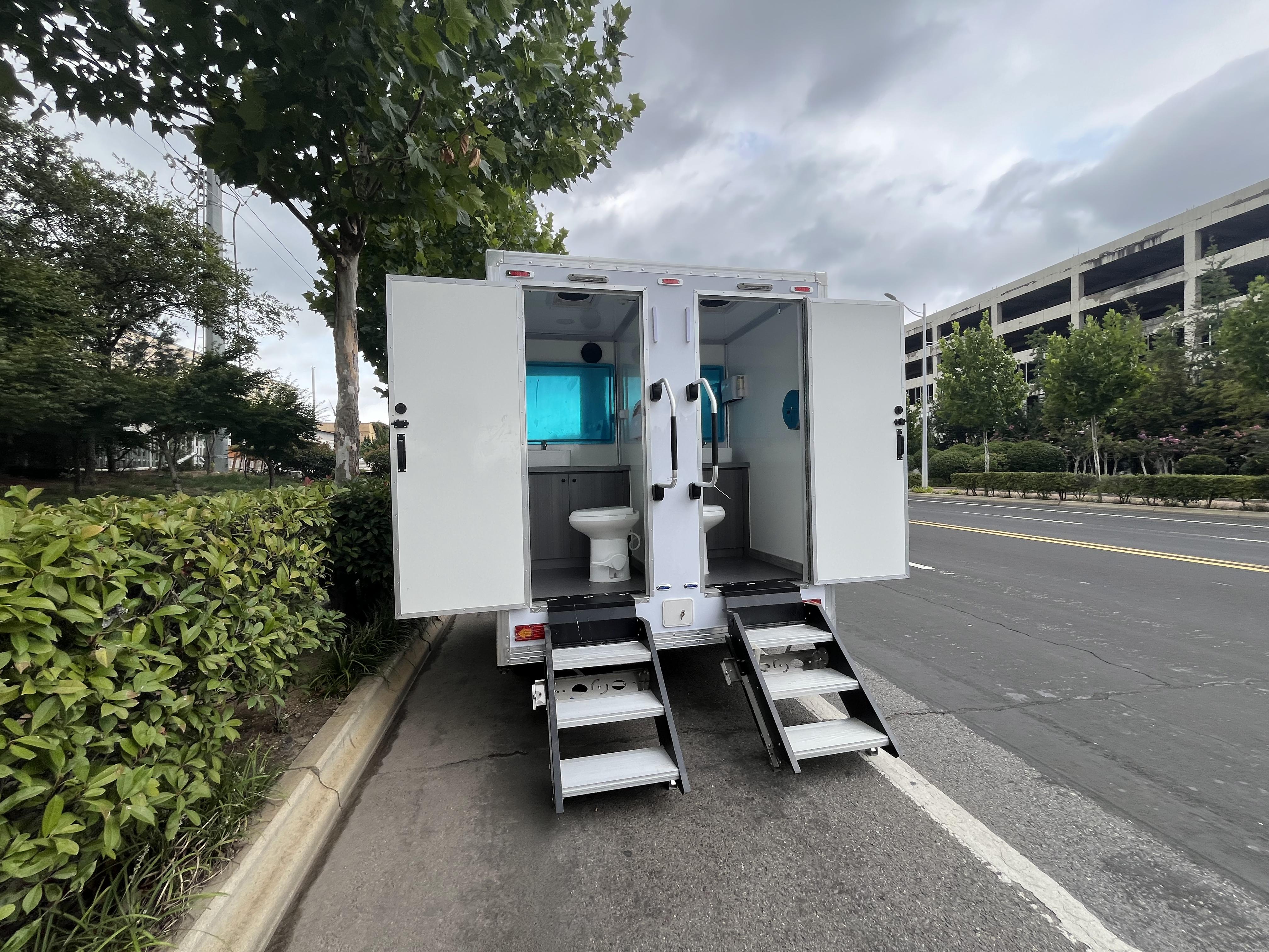 Double-door trailer mobile toilet, outdoor practical bathroom