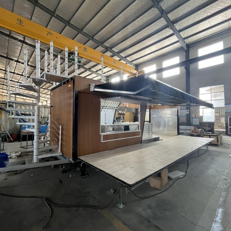 Fashionable double-decker food trucks create a unique mobile dining landscape