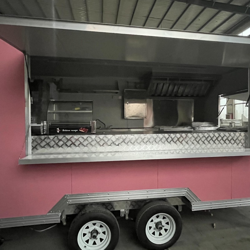 Pink multi-functional mobile food truck, a great helper for starting a business and setting up a stall