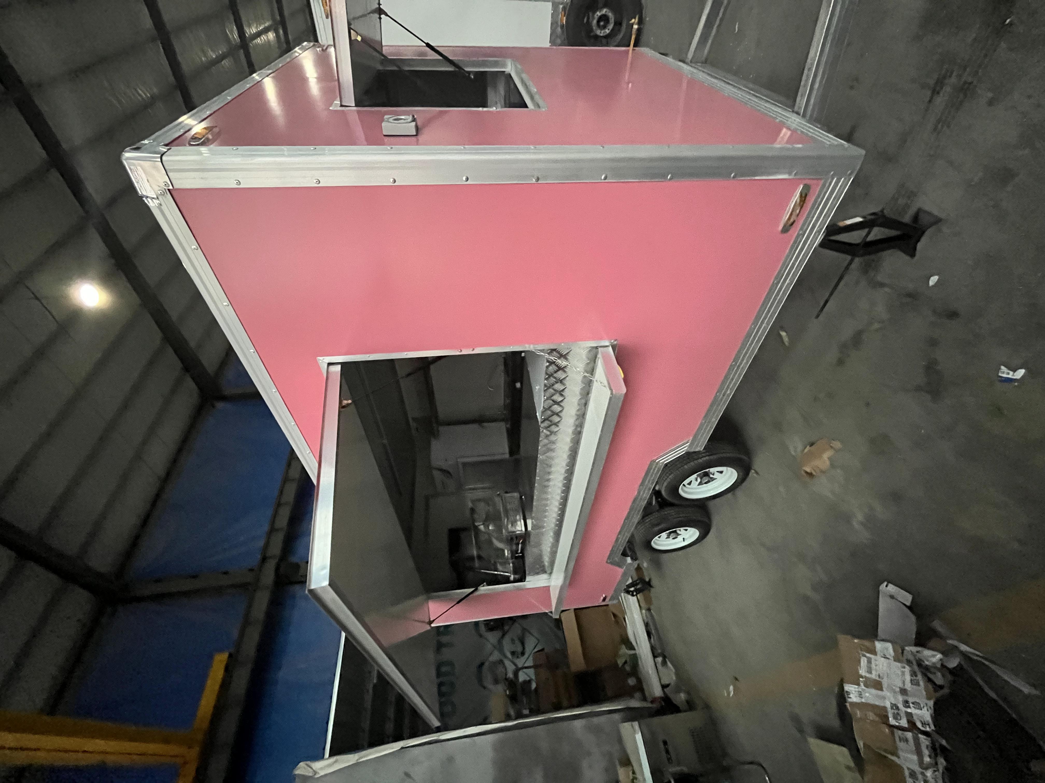 Pink multi-functional mobile food truck, a great helper for starting a business and setting up a stall