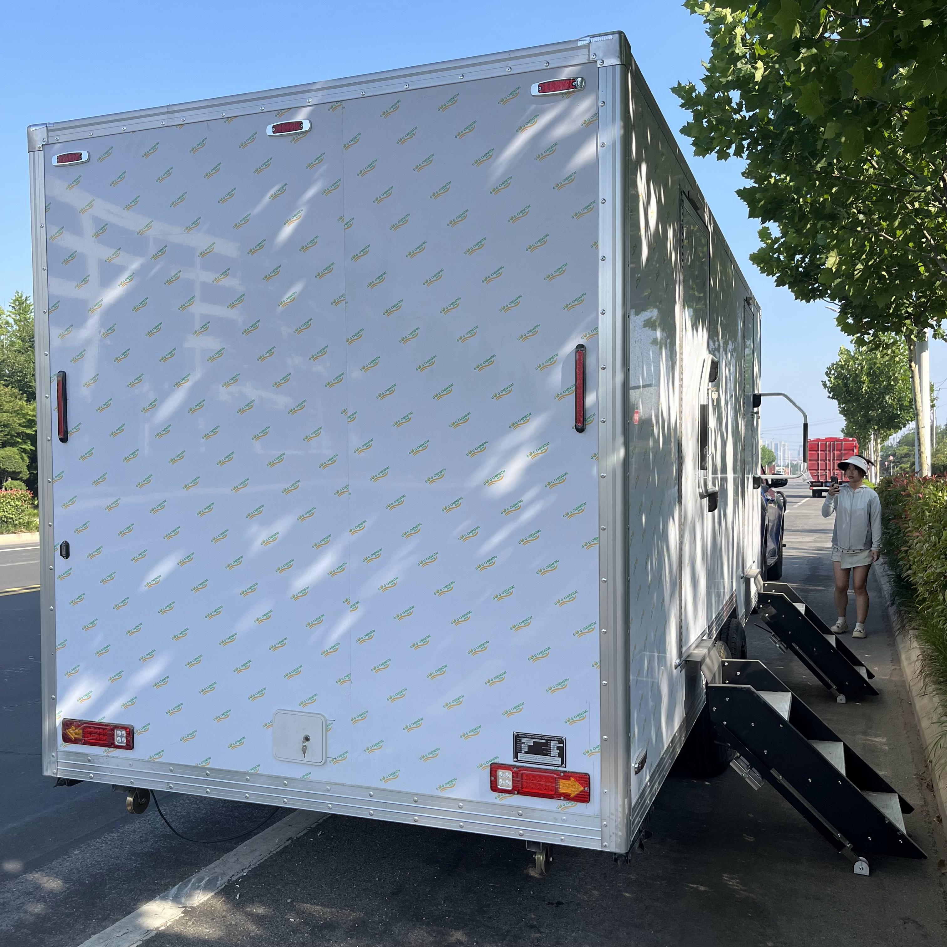 Portable two-seat white eco-friendly toilet