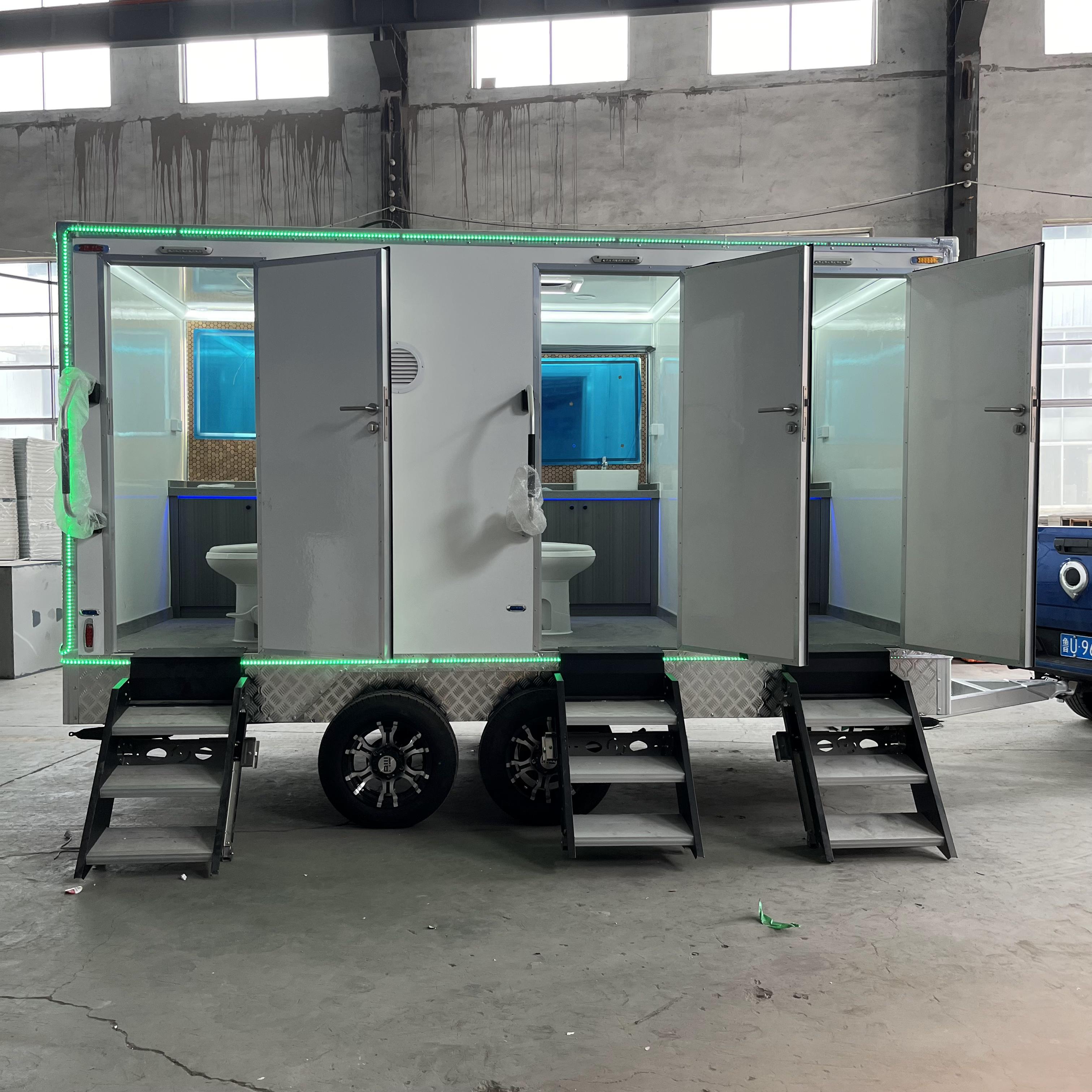 Outdoor multi-room mobile toilets make convenience within easy reach