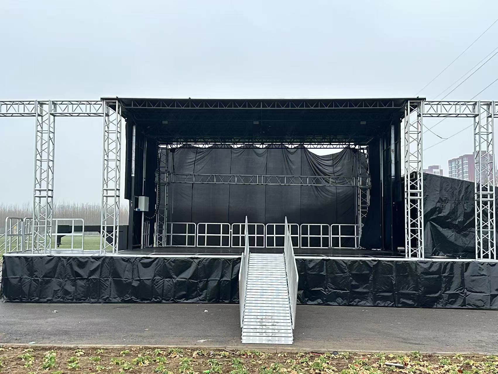 A large outdoor movable stage