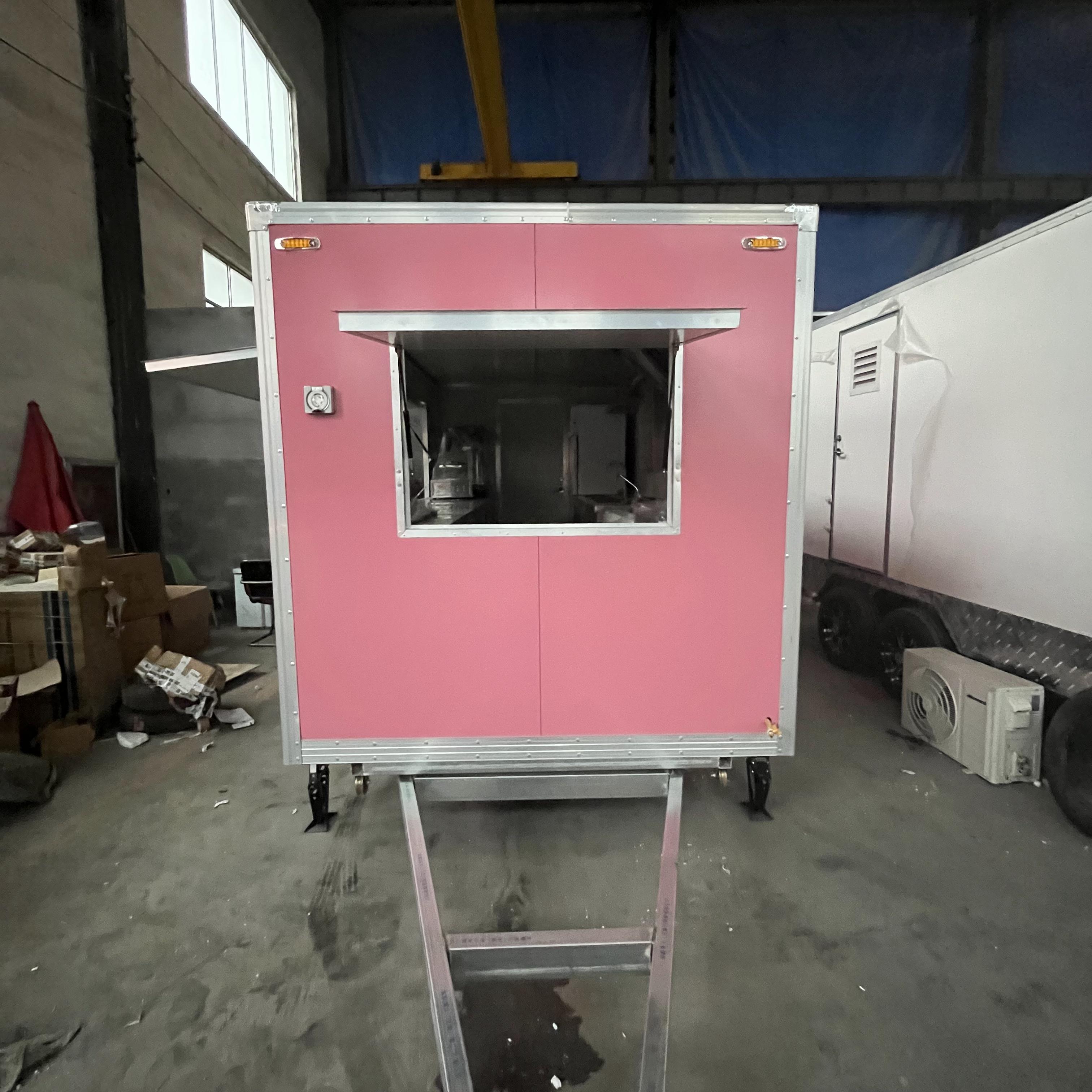Pink multi-functional mobile food truck, a great helper for starting a business and setting up a stall