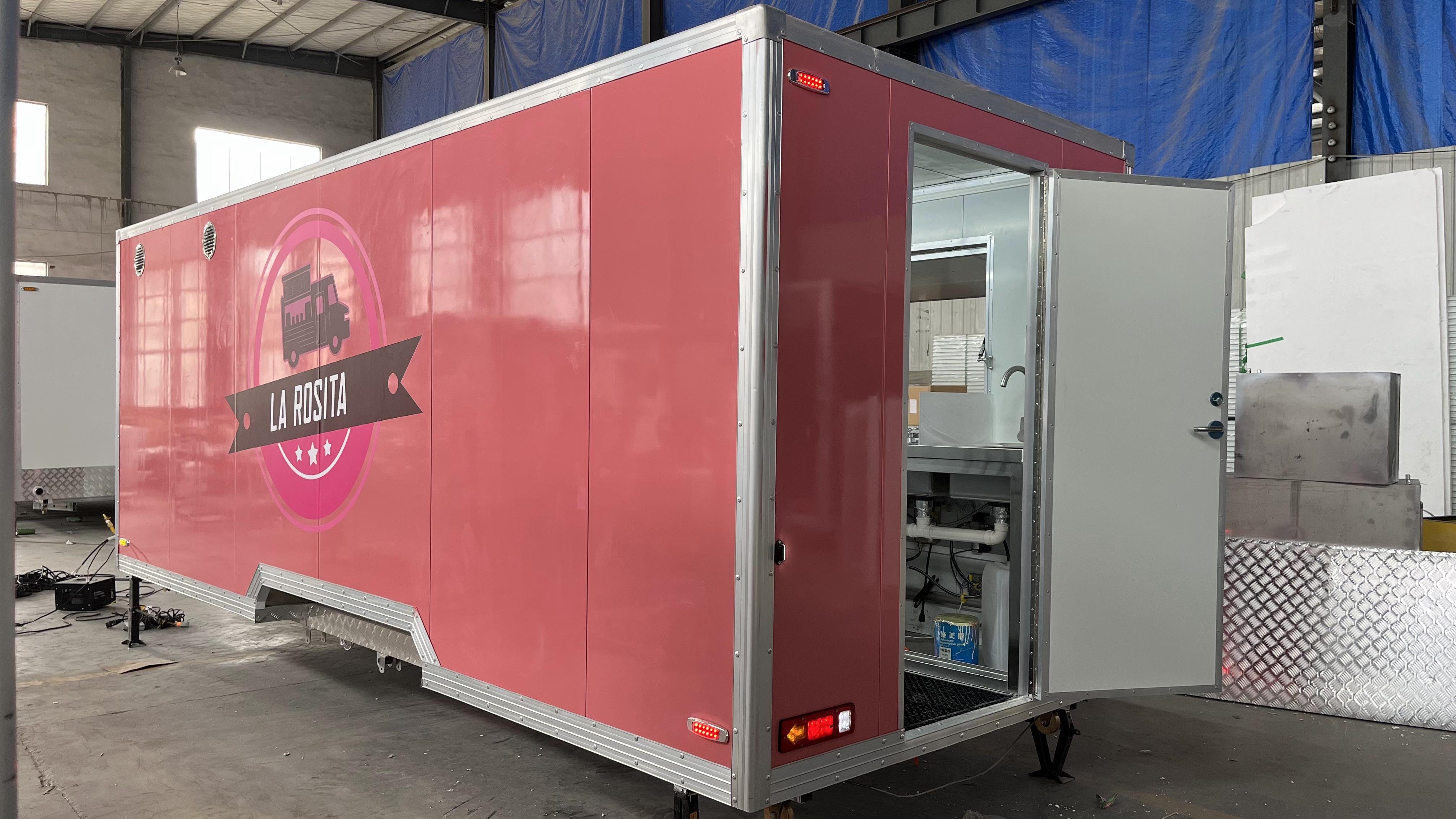The fashionable pink mobile food truck boosts food business
