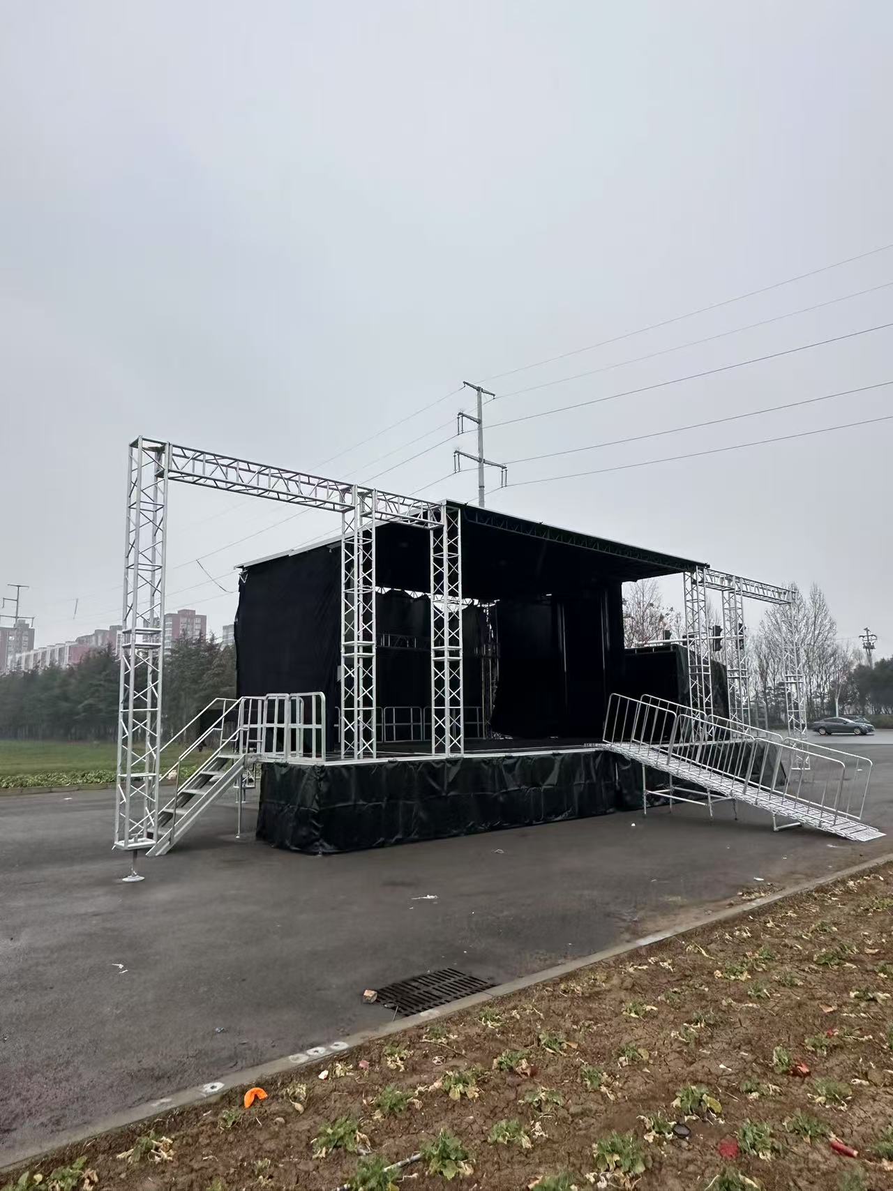 A large outdoor movable stage