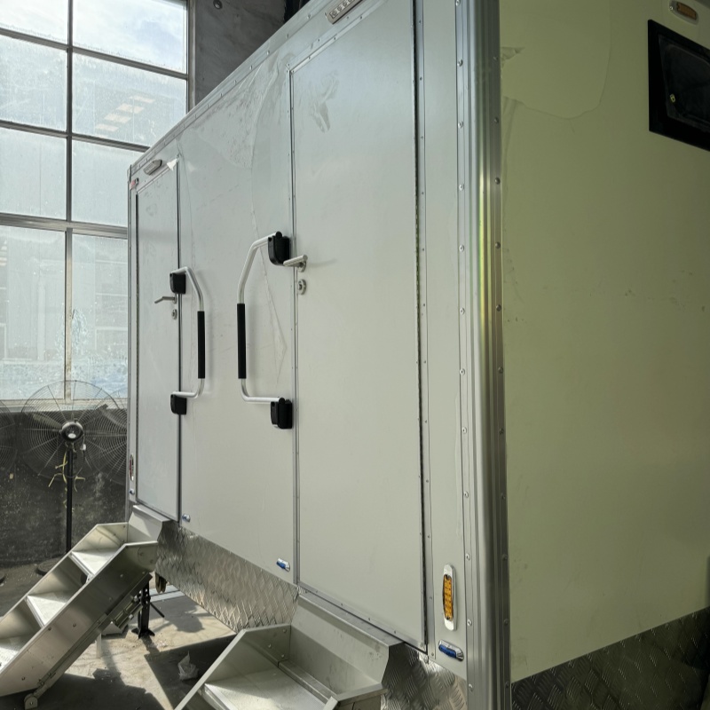 Two-room portable toilet with basic bathroom, suitable for outdoor projects and campsites