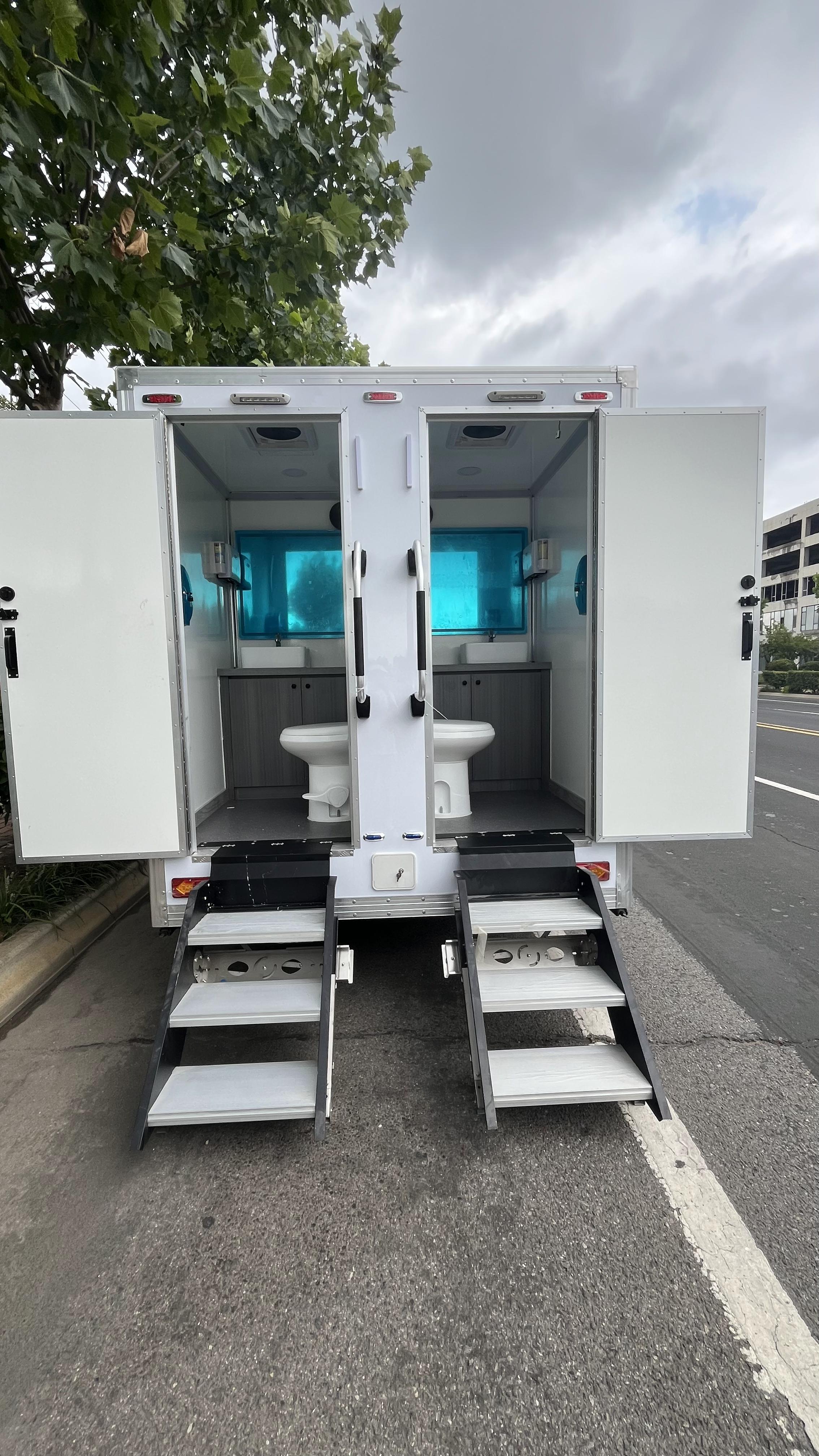 Double-door trailer mobile toilet, outdoor practical bathroom
