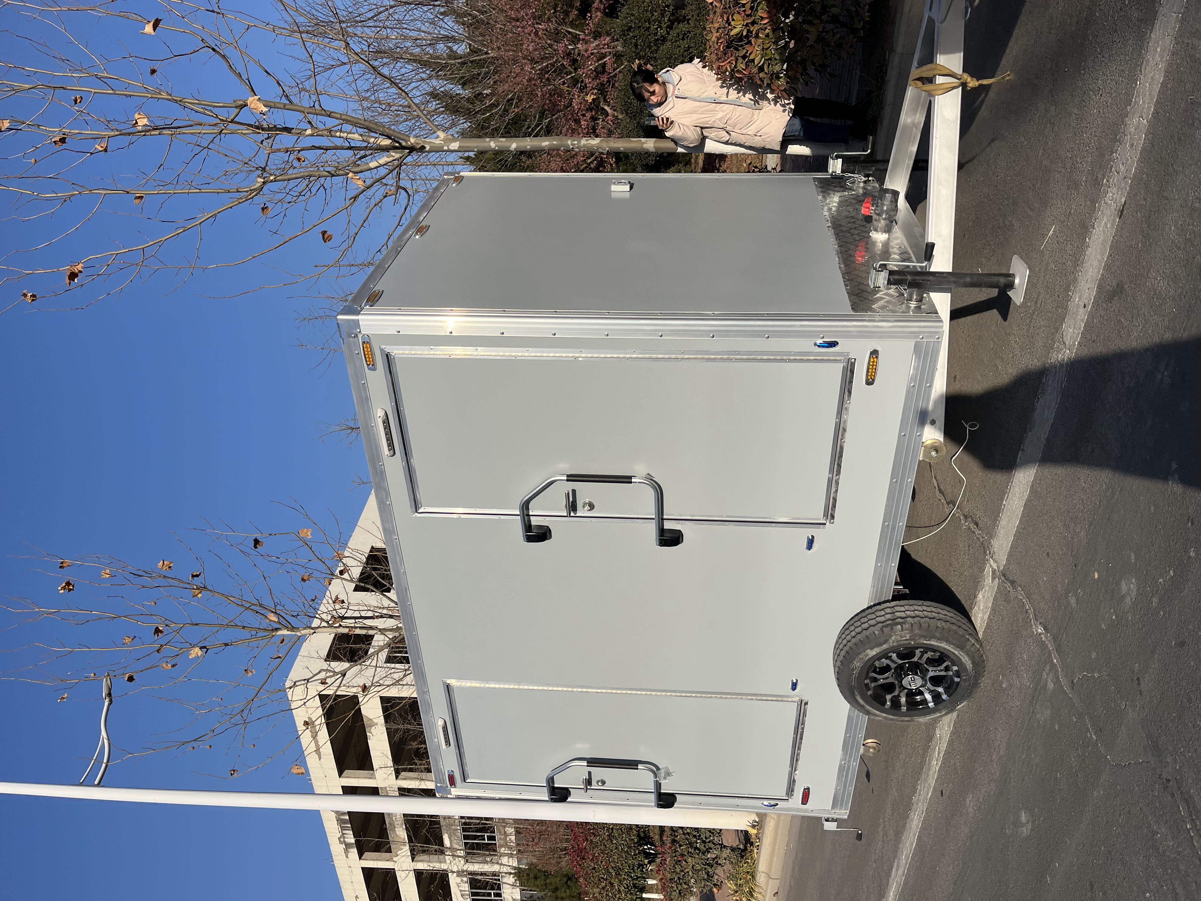 The dual-cubicle movable grey eco-friendly toilet efficiently meets temporary needs