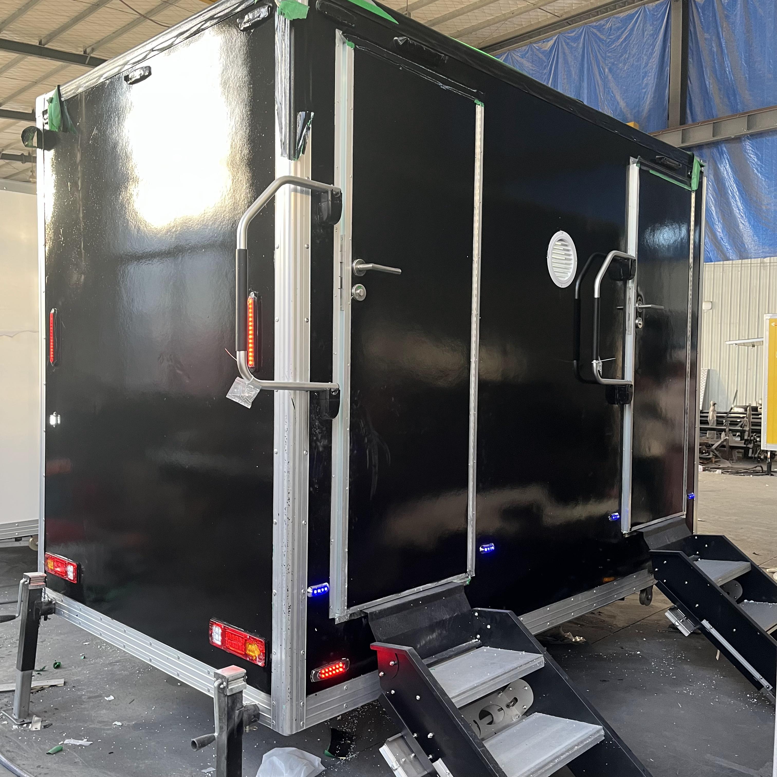 Double black mobile toilets and outdoor portable toilets
