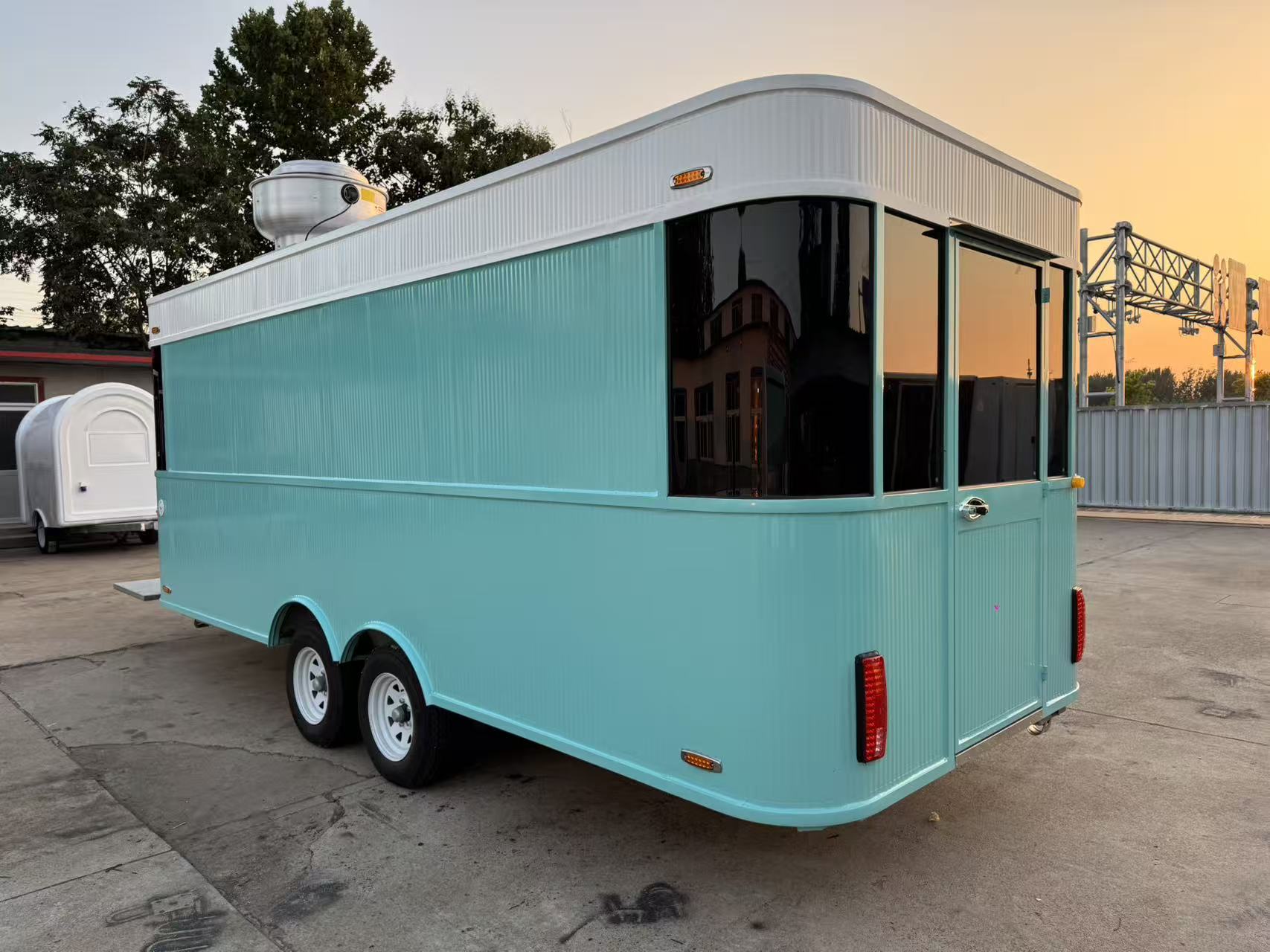 Fresh mint green mobile food truck, a multi-functional mobile food vending vehicle