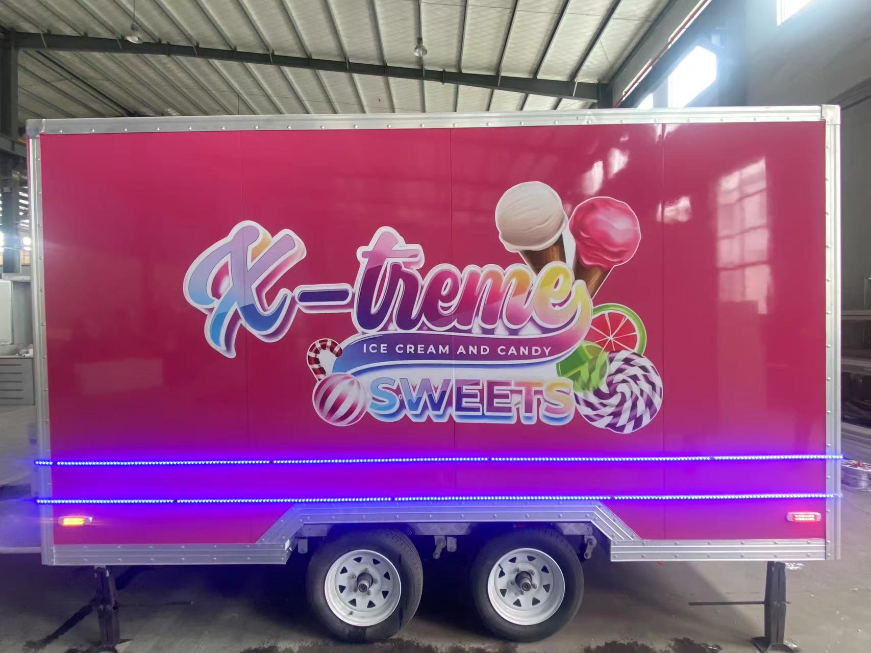Colorful X-treme Ice Cream and Candy Mobile Sales Trailer