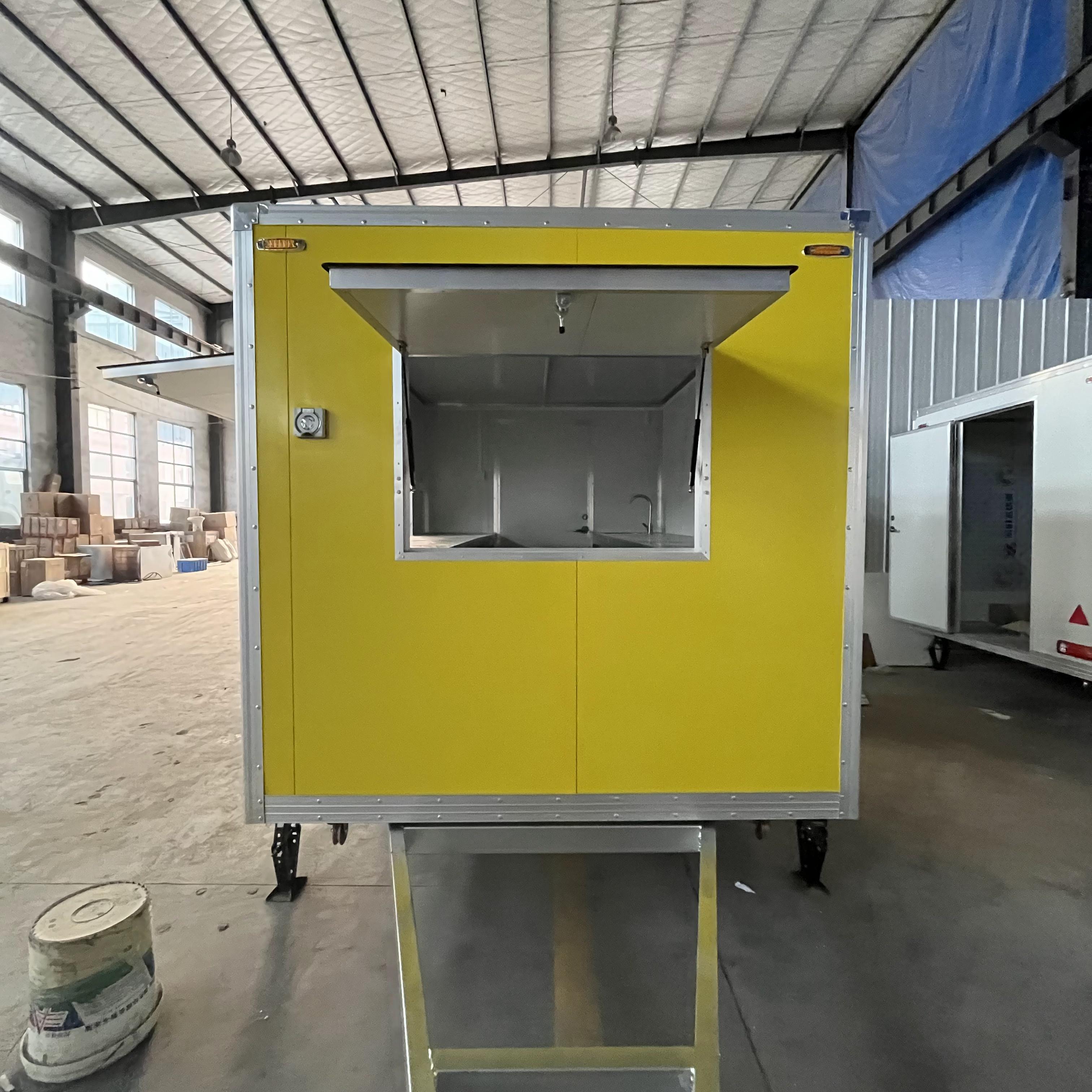 The bright yellow mobile food truck initiates a new flexible food business model