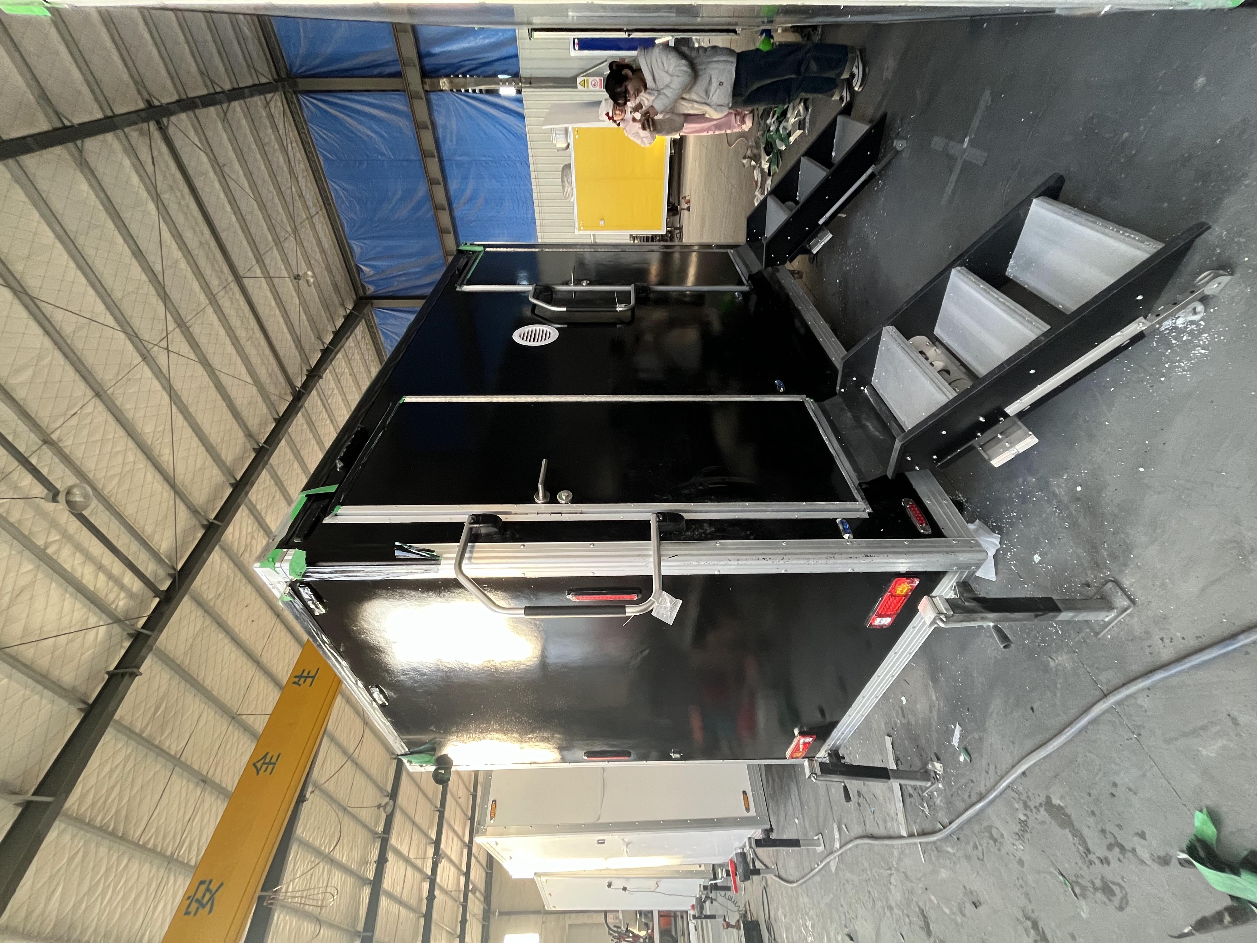 Double black mobile toilets and outdoor portable toilets