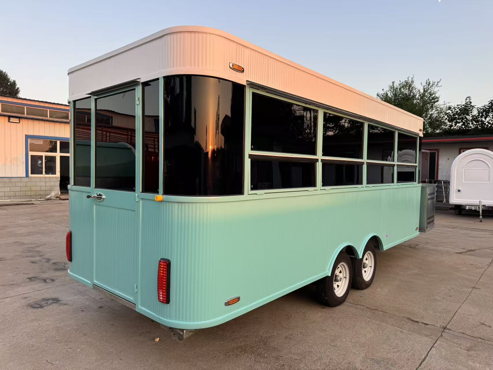 Fresh mint green mobile food truck, a multi-functional mobile food vending vehicle