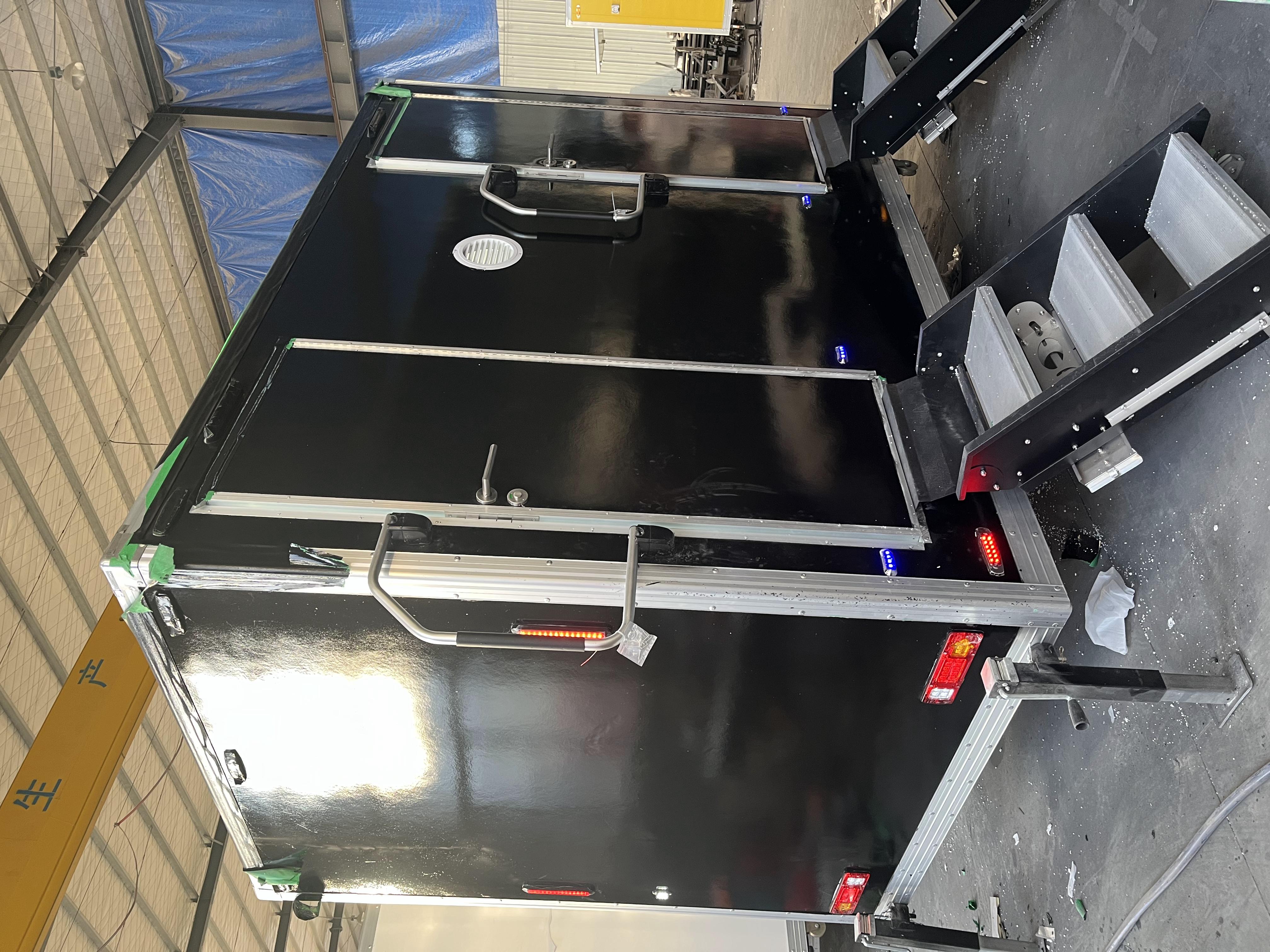 Double black mobile toilets and outdoor portable toilets