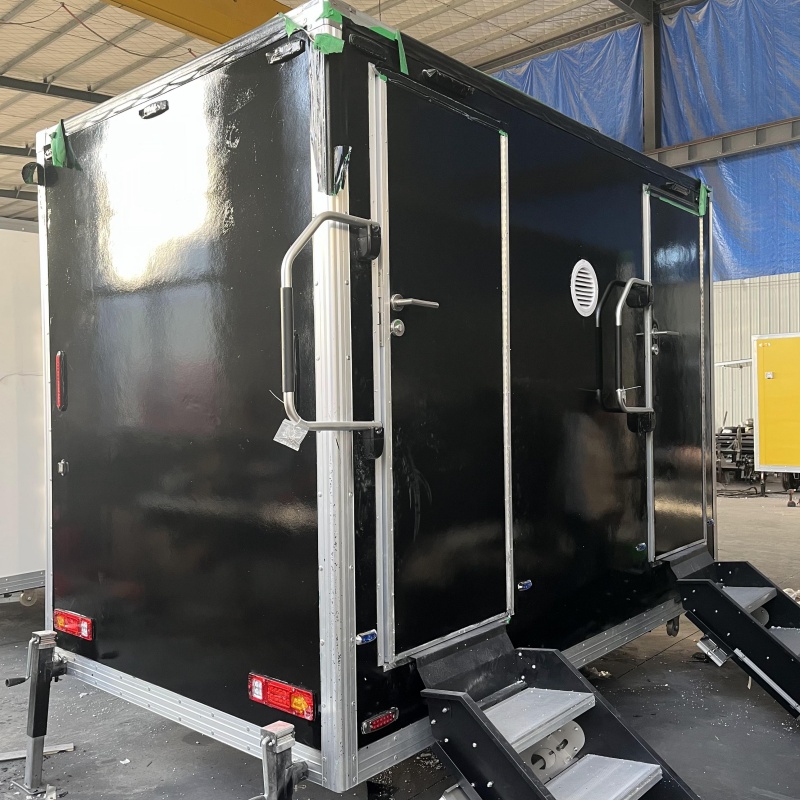 Double black mobile toilets and outdoor portable toilets