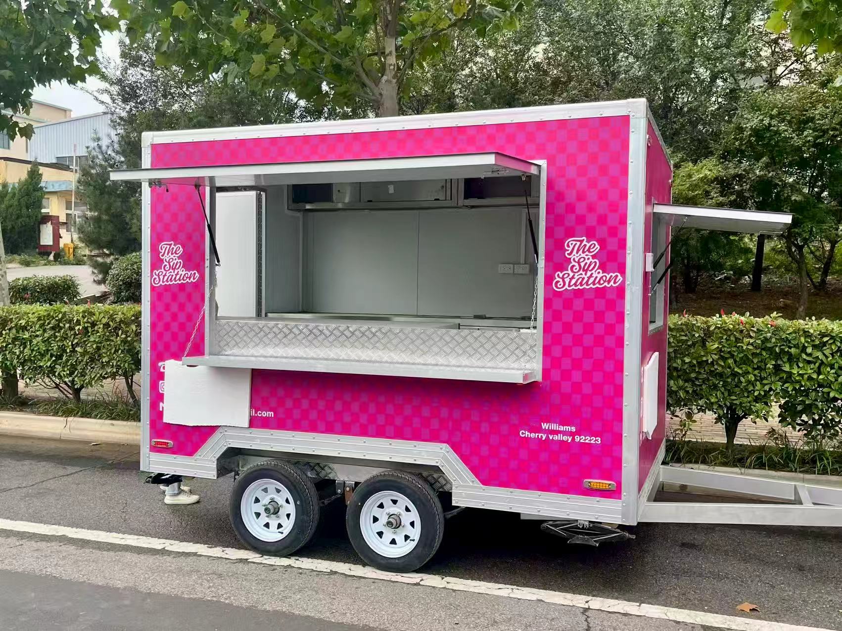 Bright pink! "The Sip Station" multi-functional mobile food truck