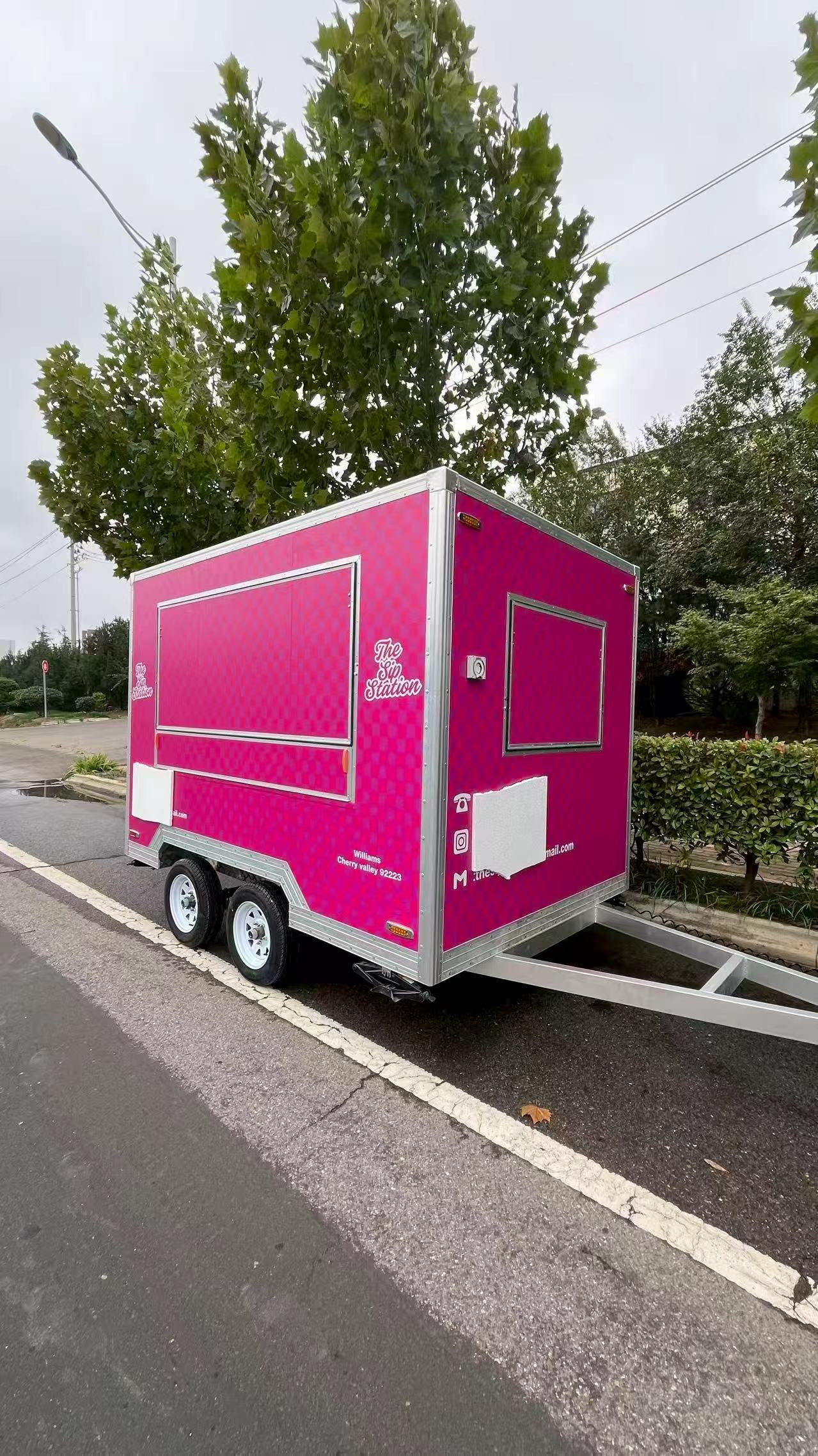 Bright pink! "The Sip Station" multi-functional mobile food truck