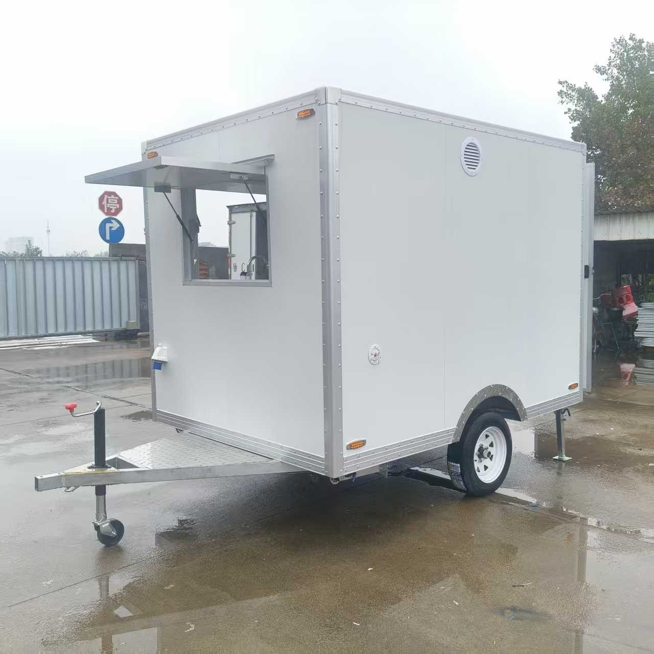 Outdoor mobile snack cart, portable food cart, multi-functional food vending cart