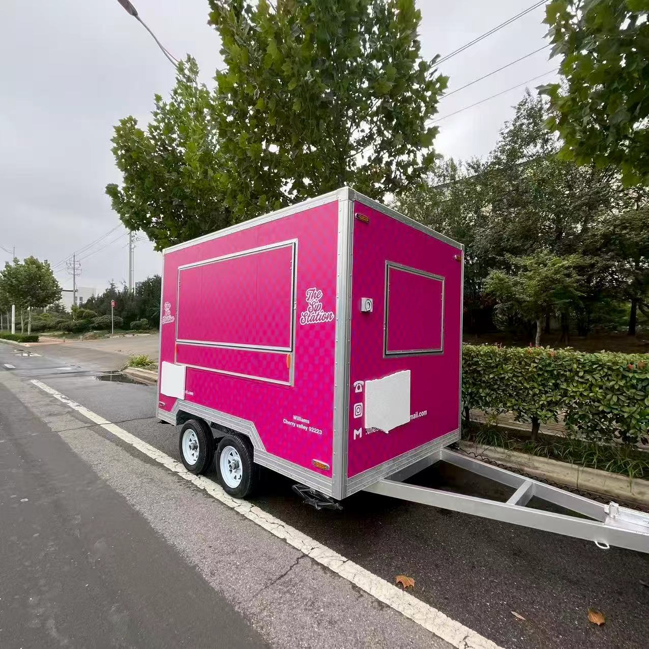 Bright pink! "The Sip Station" multi-functional mobile food truck