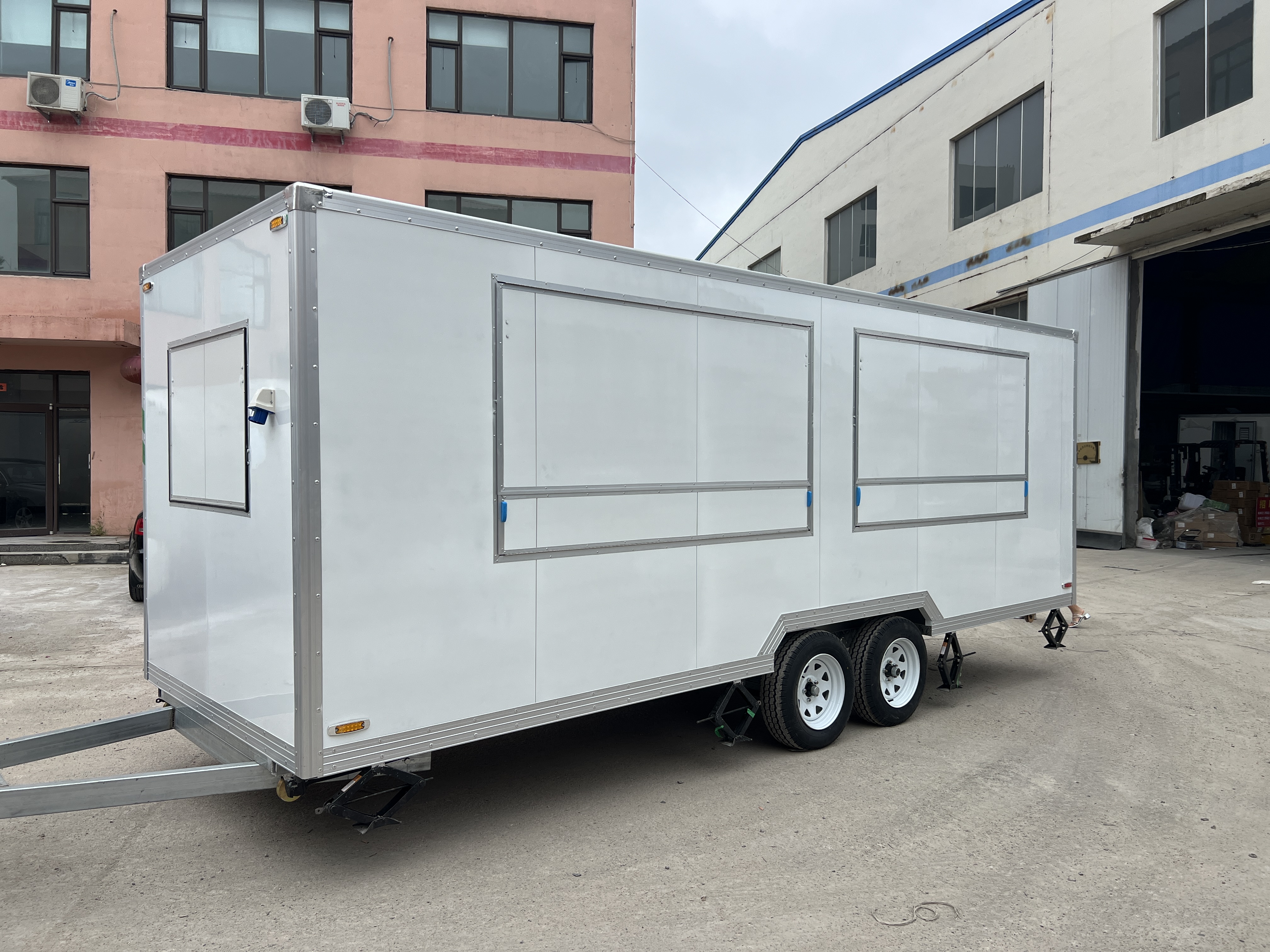 White two-wheeled mobile food cart, multi-functional commercial mobile food truck, catering equipment for starting a business and setting up stalls, customizable food cart